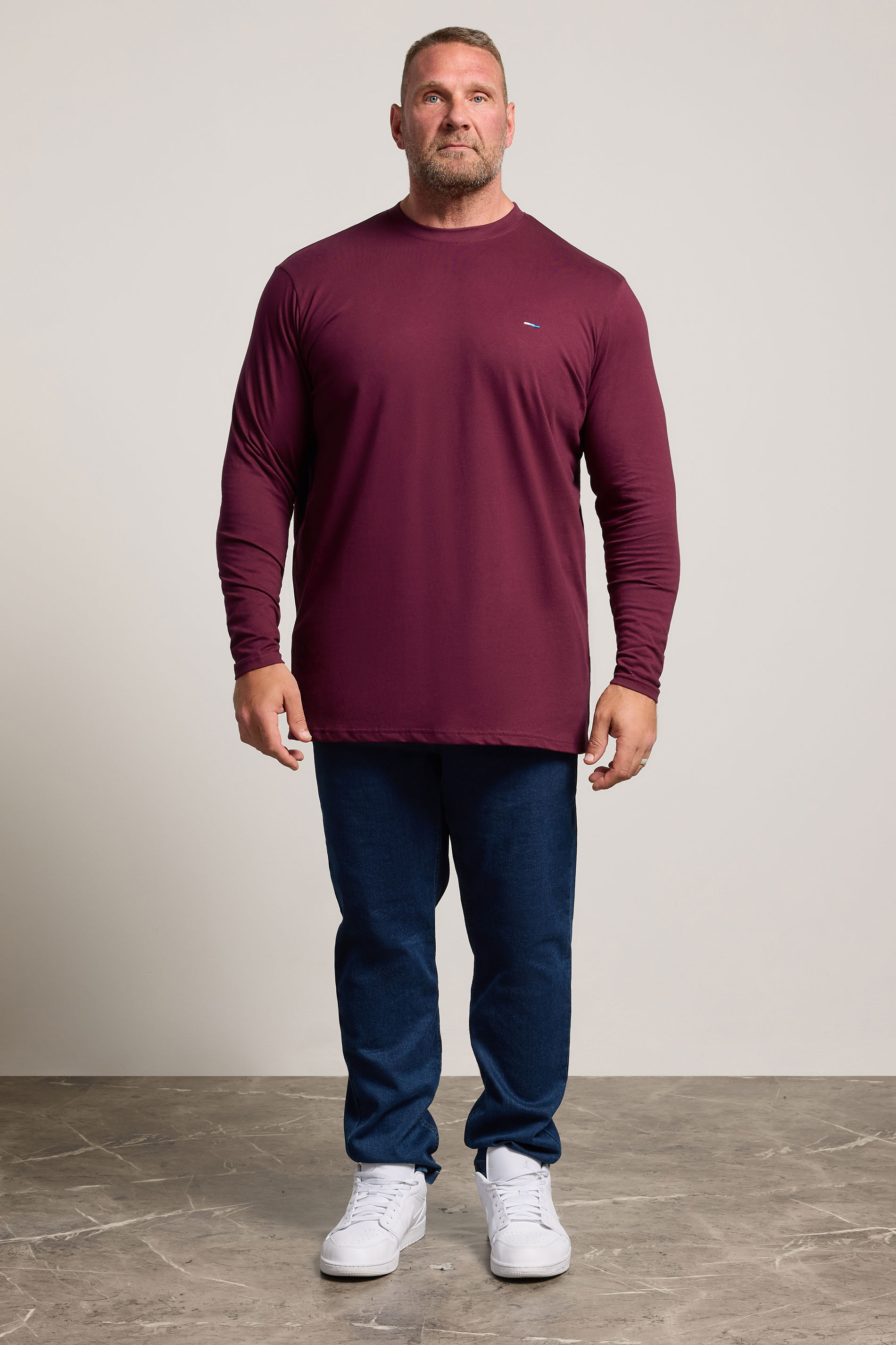 BadRhino Big & Tall Wine Red Extra Long Long Sleeve T-Shirt 1