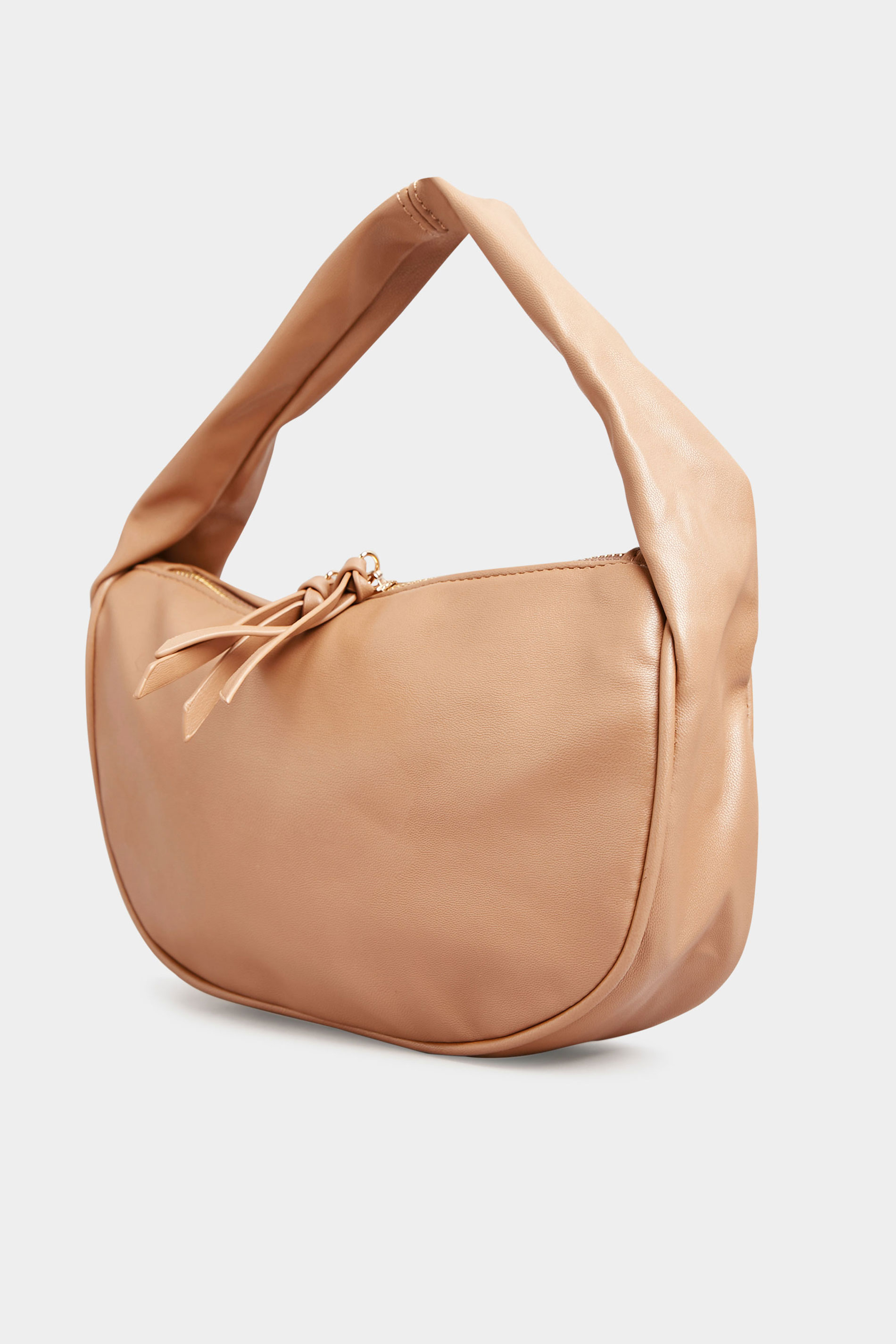 Beige Brown Slouch Handle Bag 1