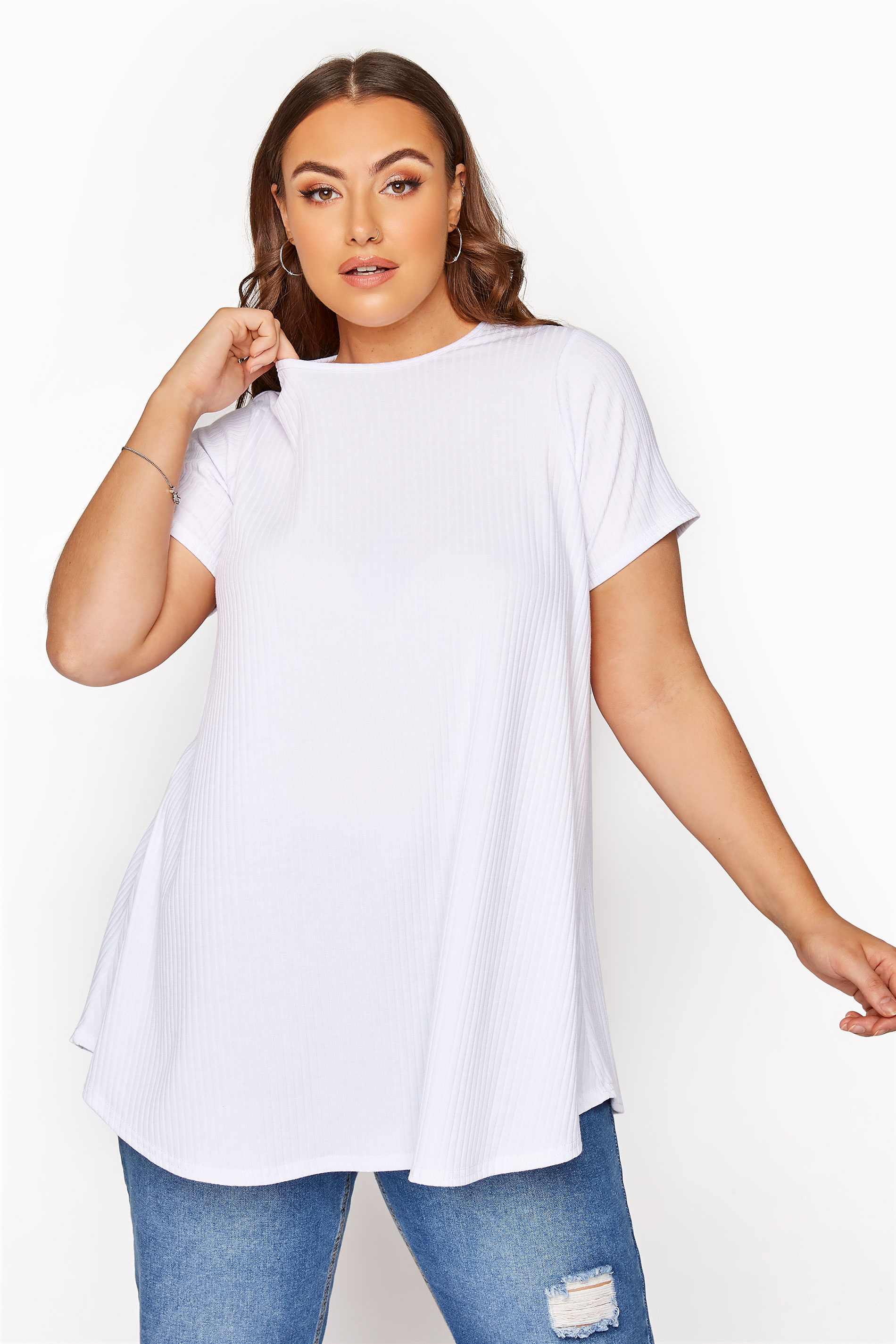 LIMITED COLLECTION White Ribbed Swing T-Shirt_A.jpg
