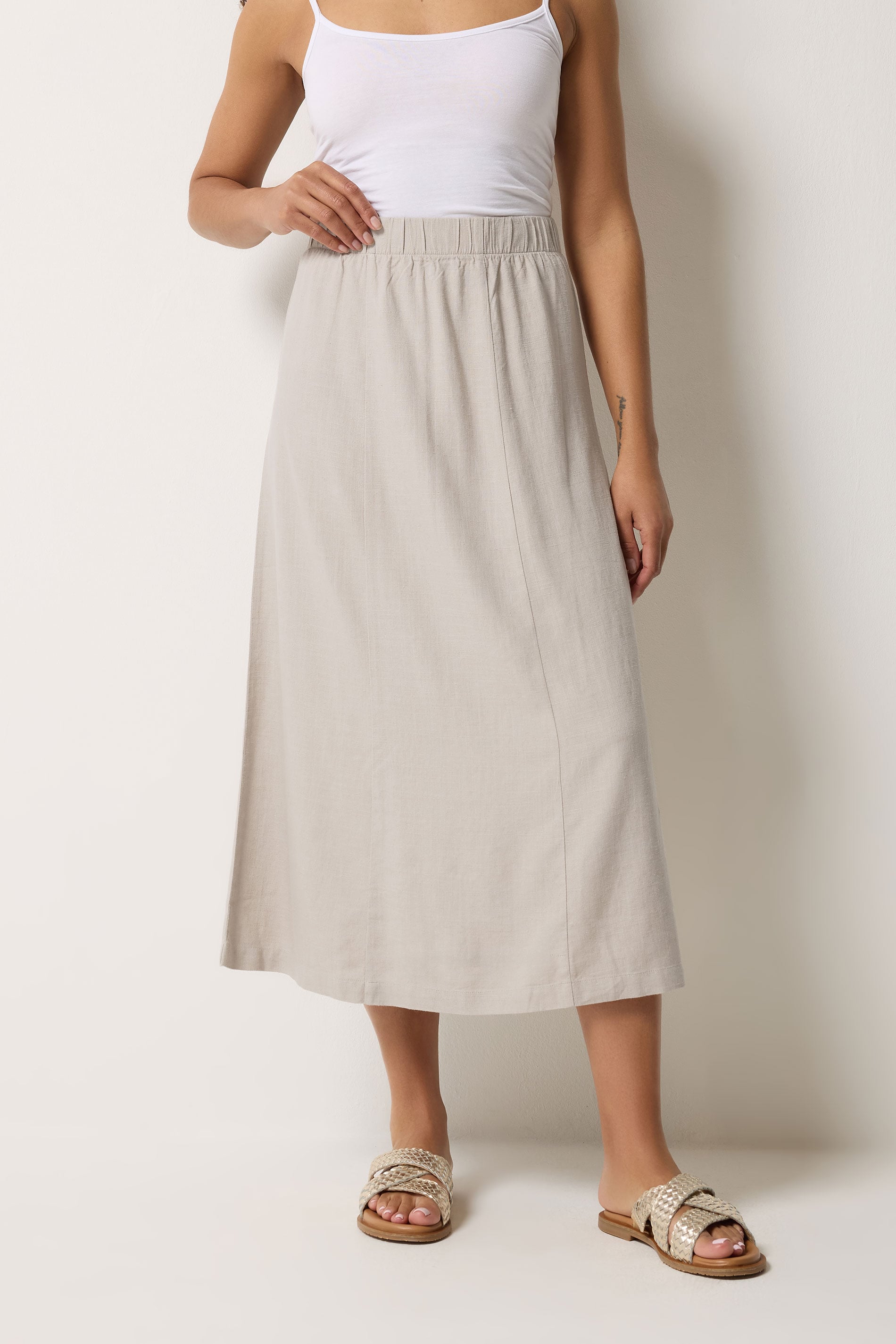M&Co Natural Brown Linen Maxi Skirt | M&Co 2