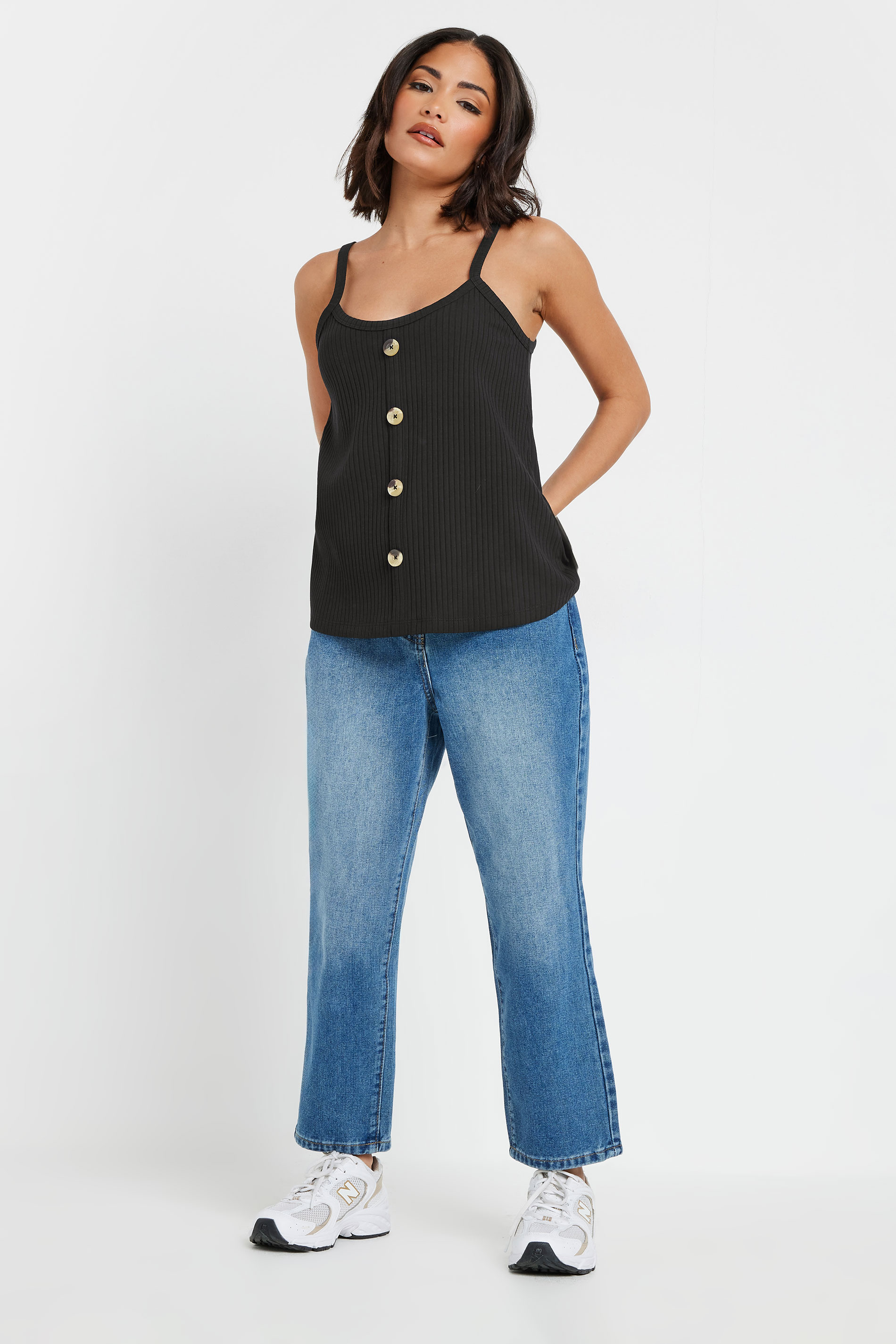 PixieGirl Petite Women's 2 PACK Black & White Button Down Cami Tops | PixieGirl 2