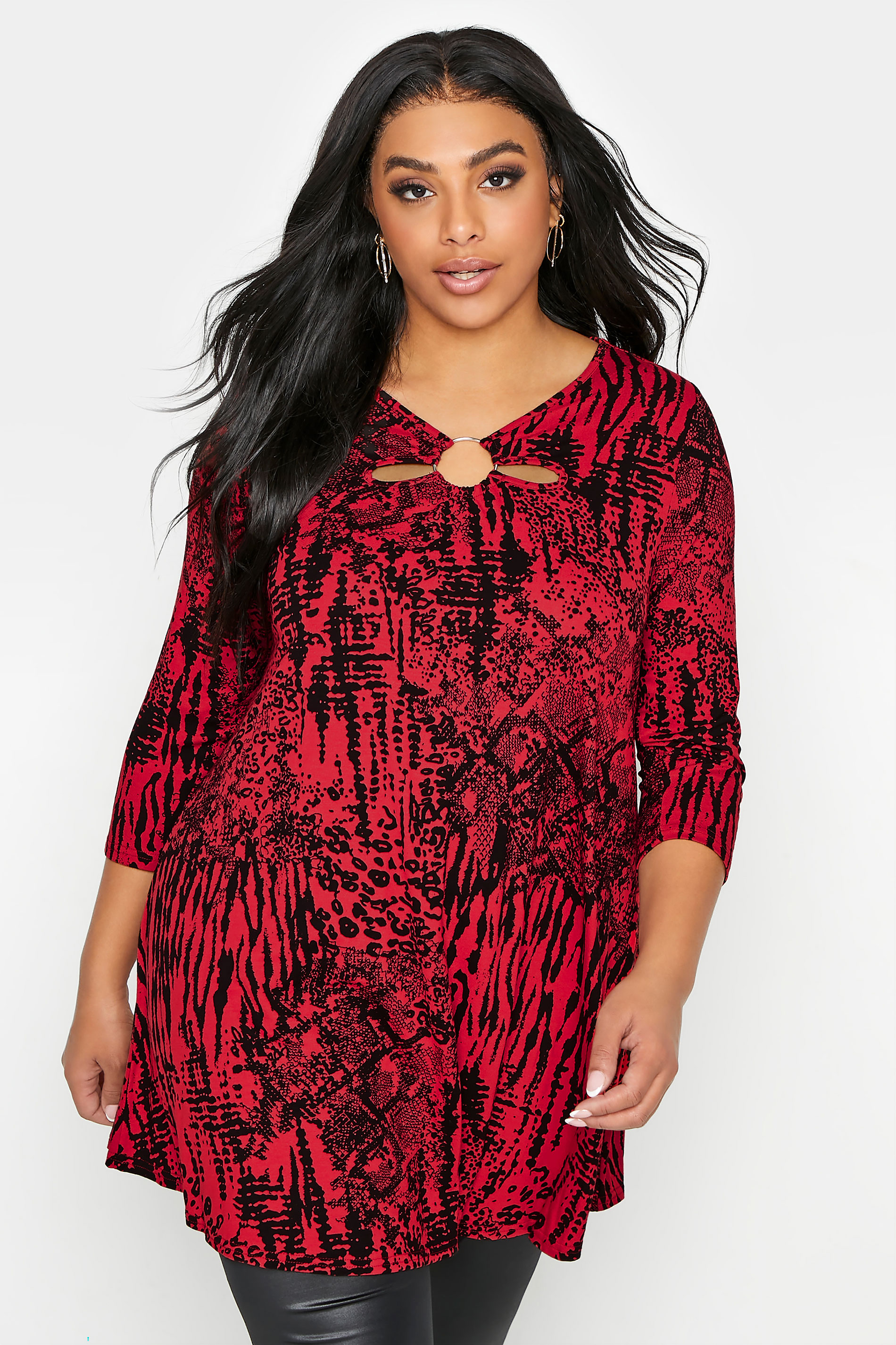 Red Mixed Animal Print Swing Top_A.jpg