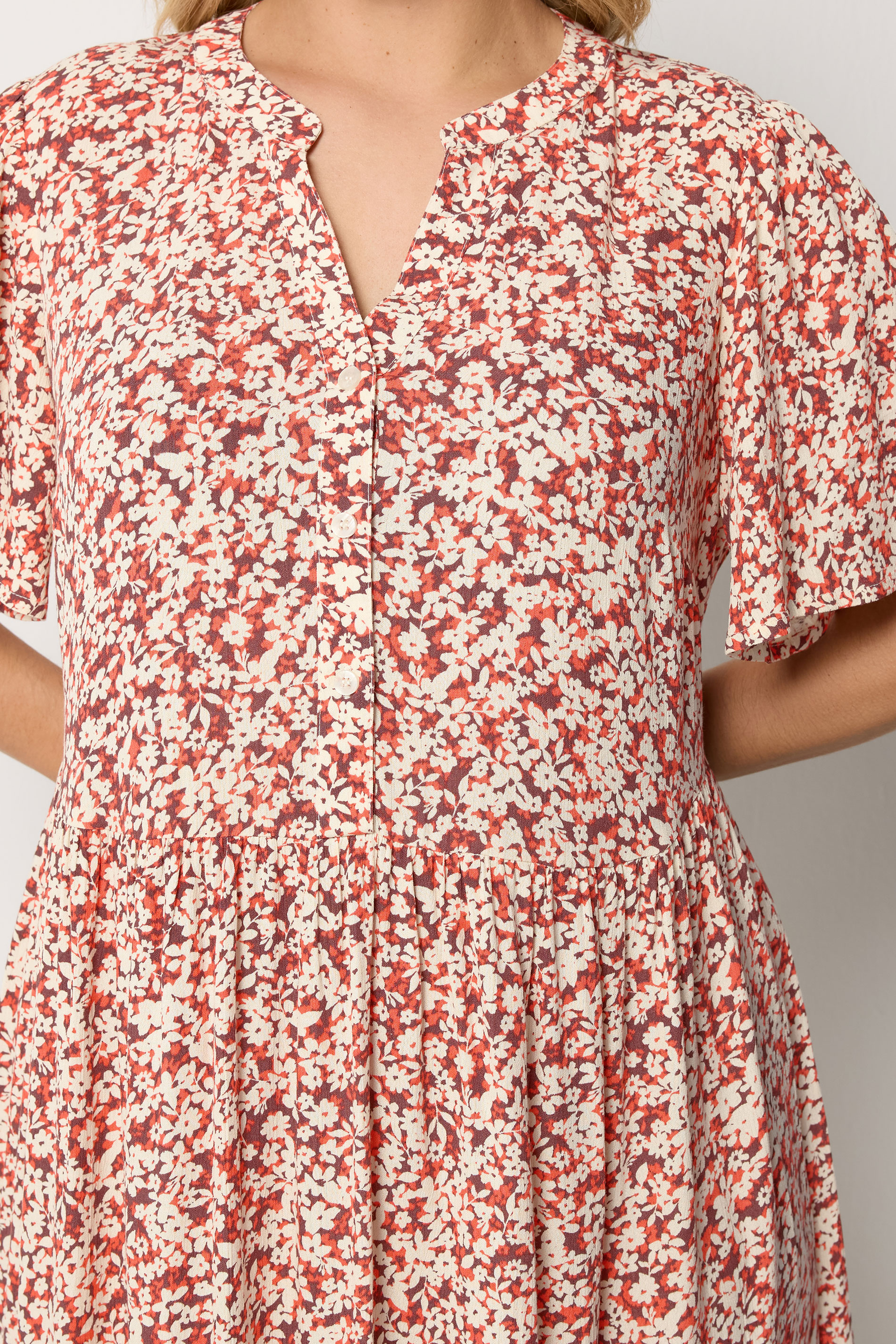 YOURS Plus Size Orange Floral Placket Dress | Yours Clothing 4