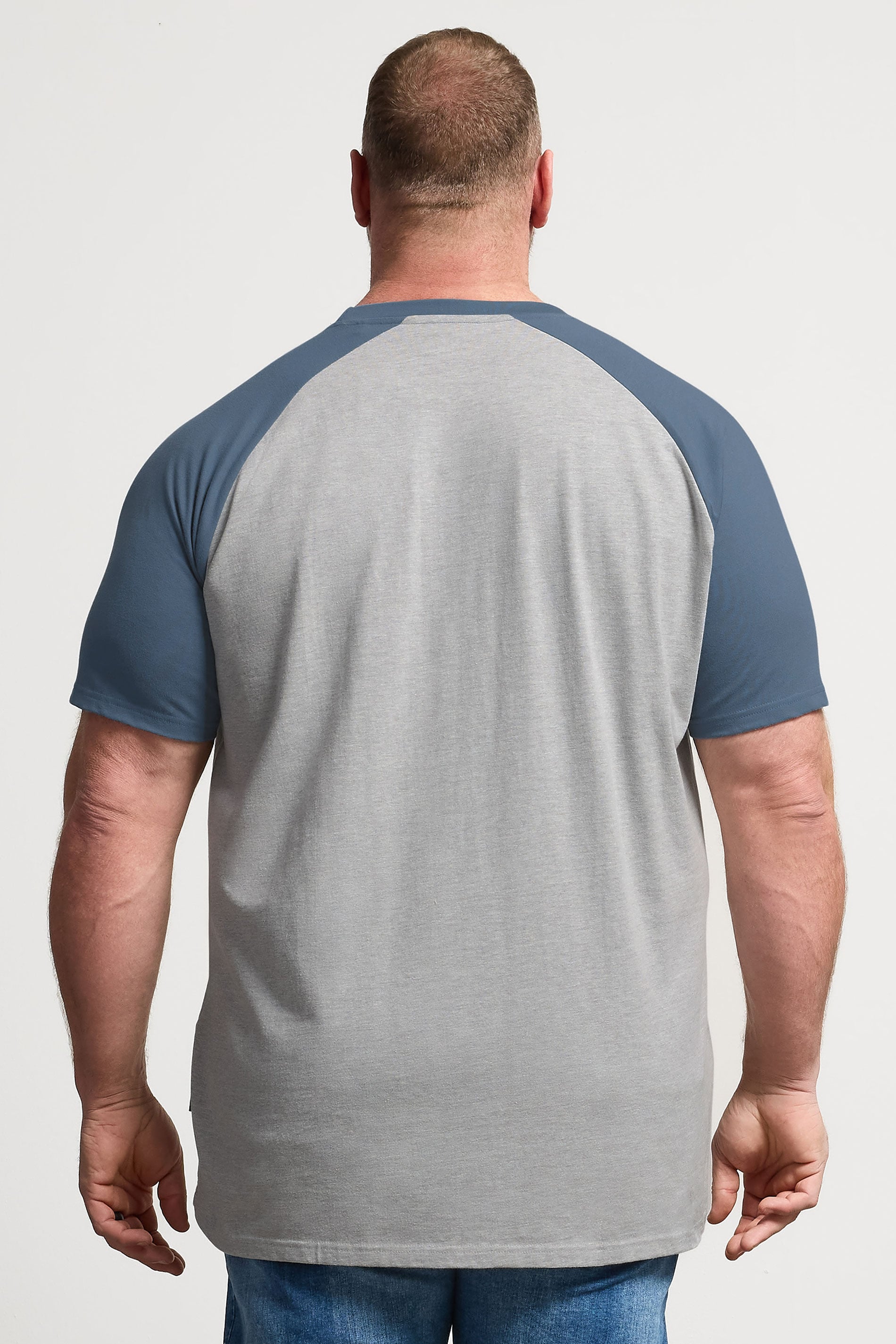 BadRhino Big & Tall Blue & Grey Extra Long Raglan T-Shirt | BadRhino 2
