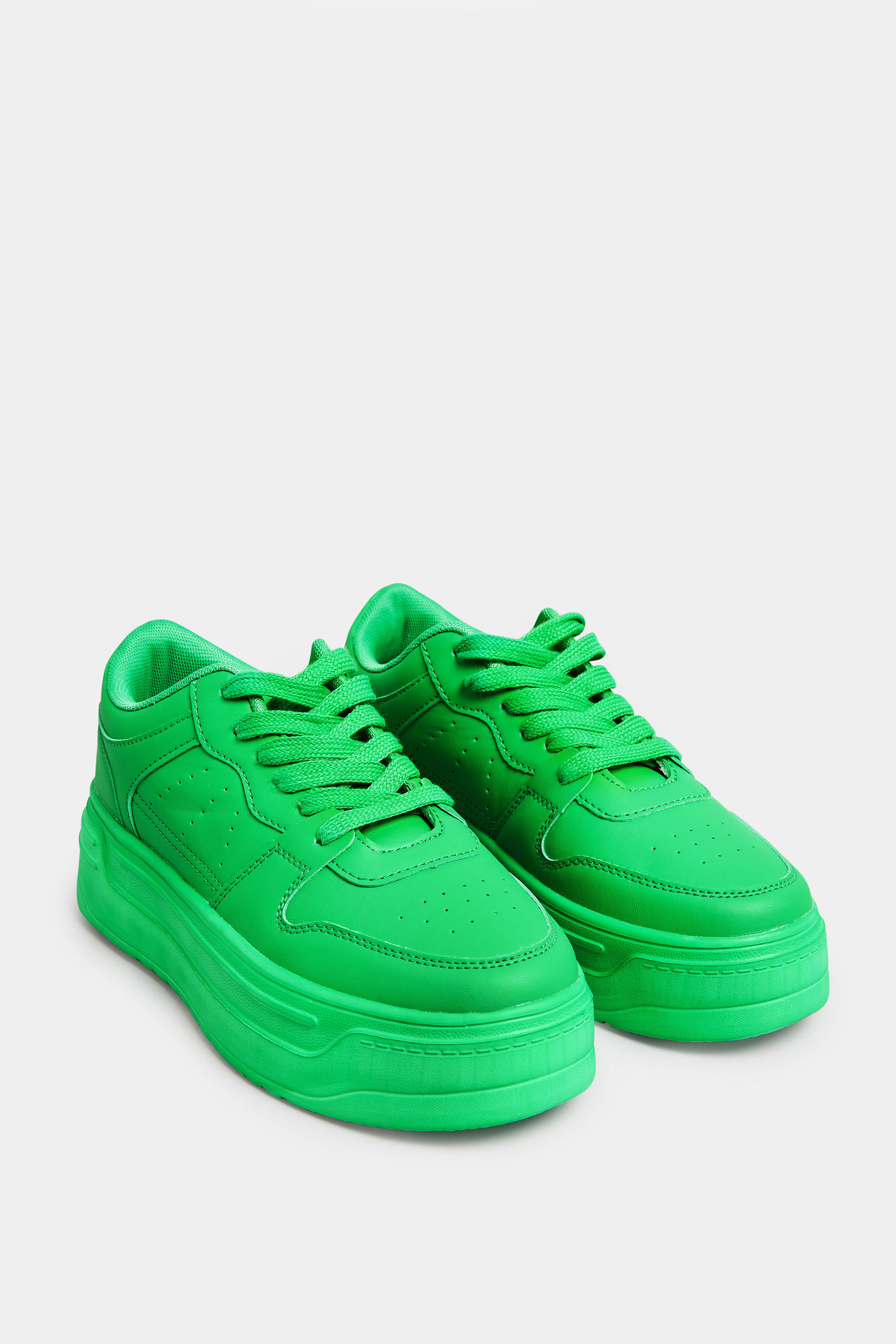 Bright Green Chunky Trainers In Extra Wide EEE Fit | Yours Clothing  2