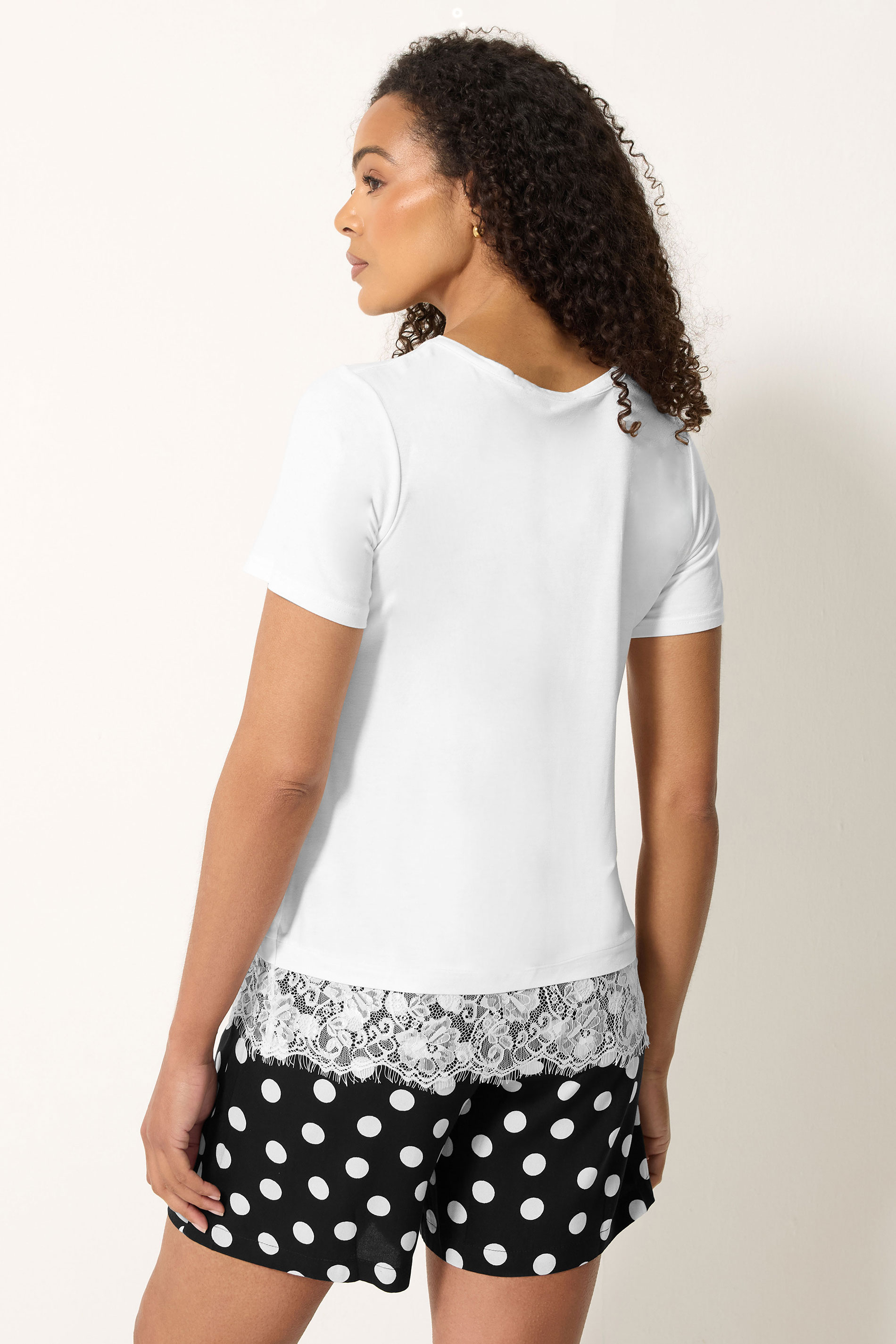 M&Co Ivory White Lace Hem T-Shirt | M&Co 2
