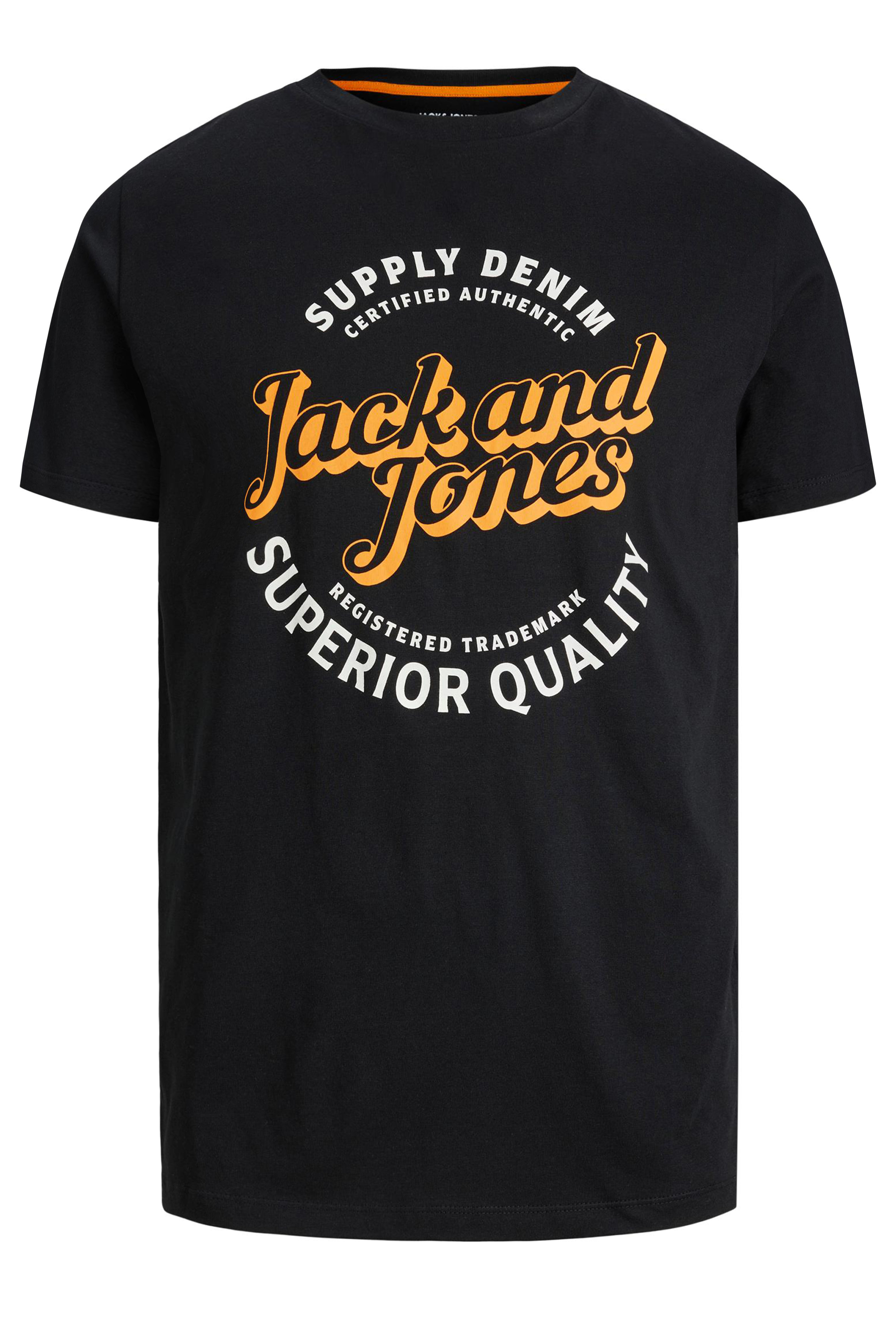 JACK & JONES Big & Tall Black Logo Short Sleeve T-Shirt | BadRhino  2