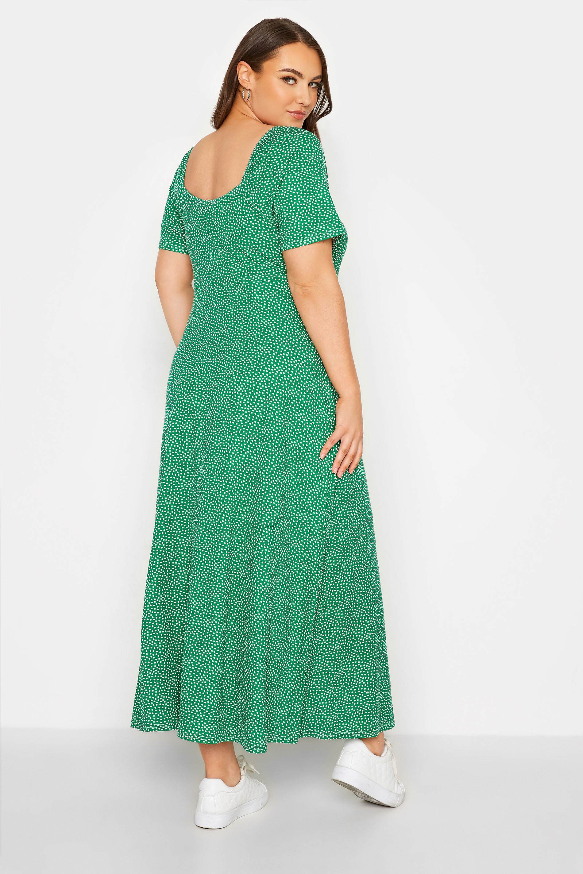 LIMITED COLLECTION Plus Size Green Spot Print Maxi Dress | Yours Clothing 3