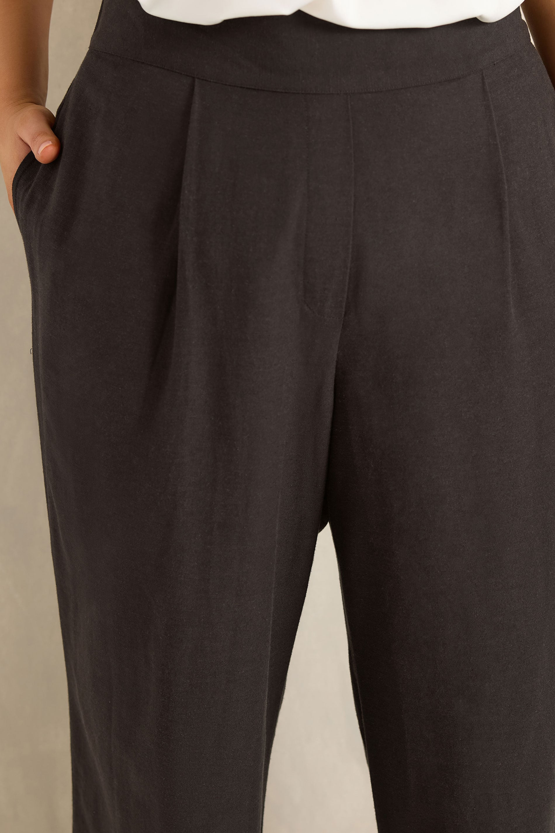 EVANS Plus Size Chocolate Brown Tailored Linen Trousers | Evans 5