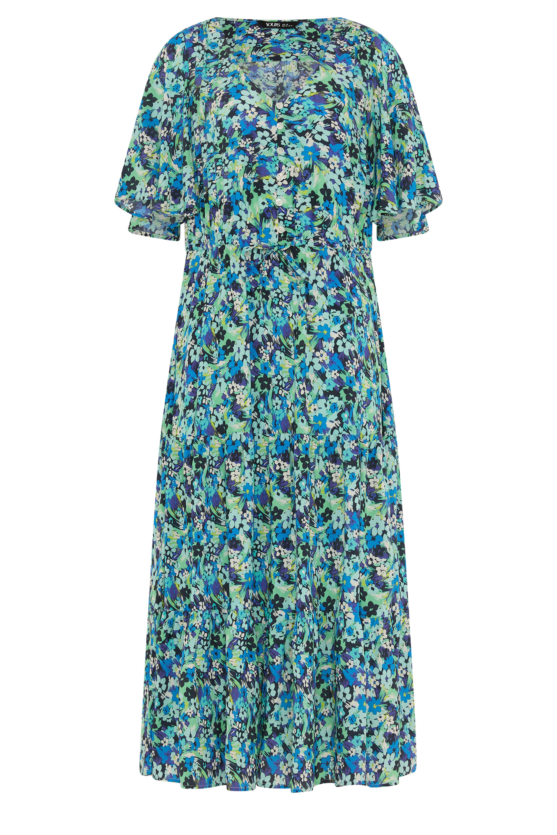 YOURS Plus Size Green Floral Tiered Dress | Yours Clothing 5