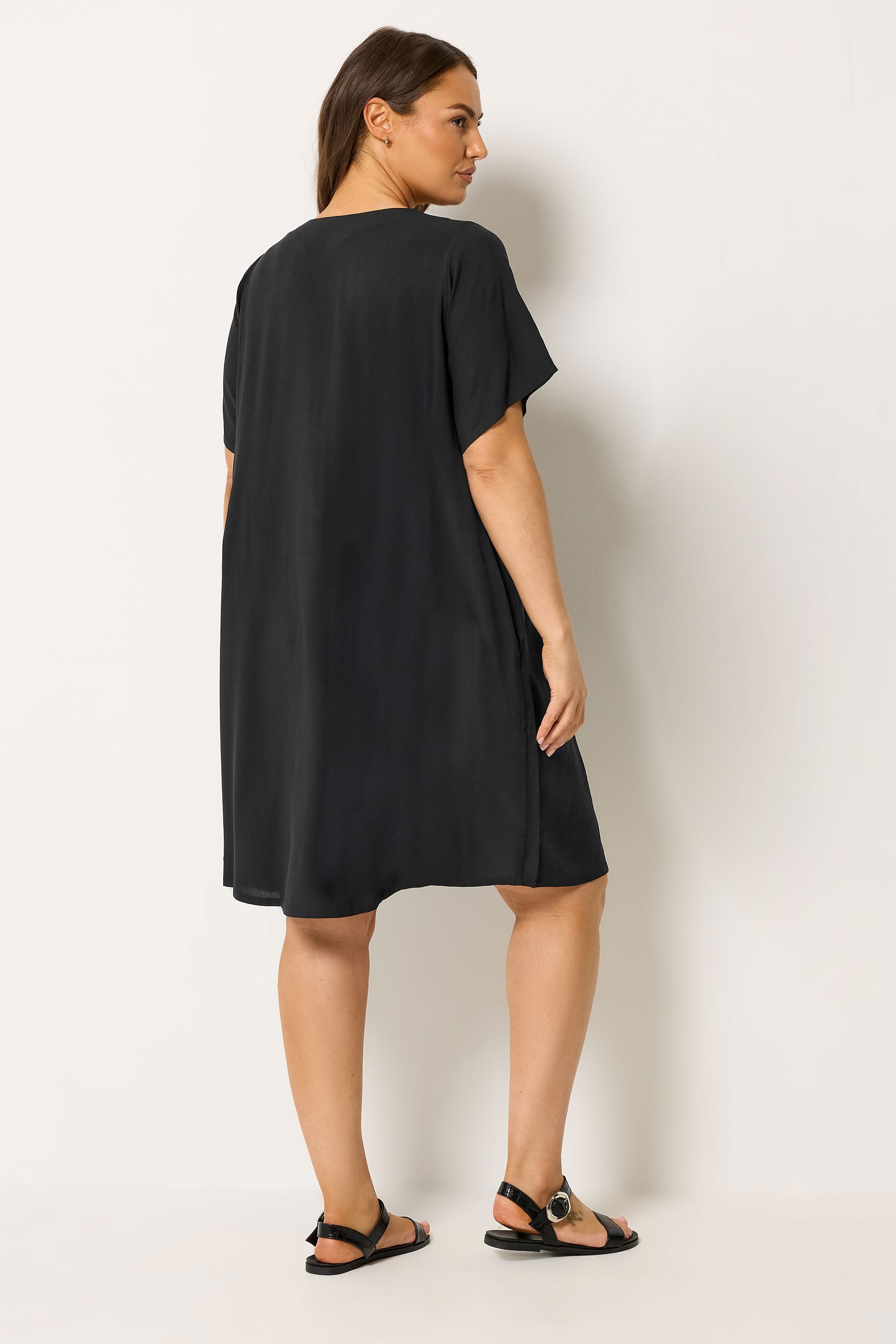 YOURS Plus Size Black Button Through Tunic Dress | Yours Clothing 2