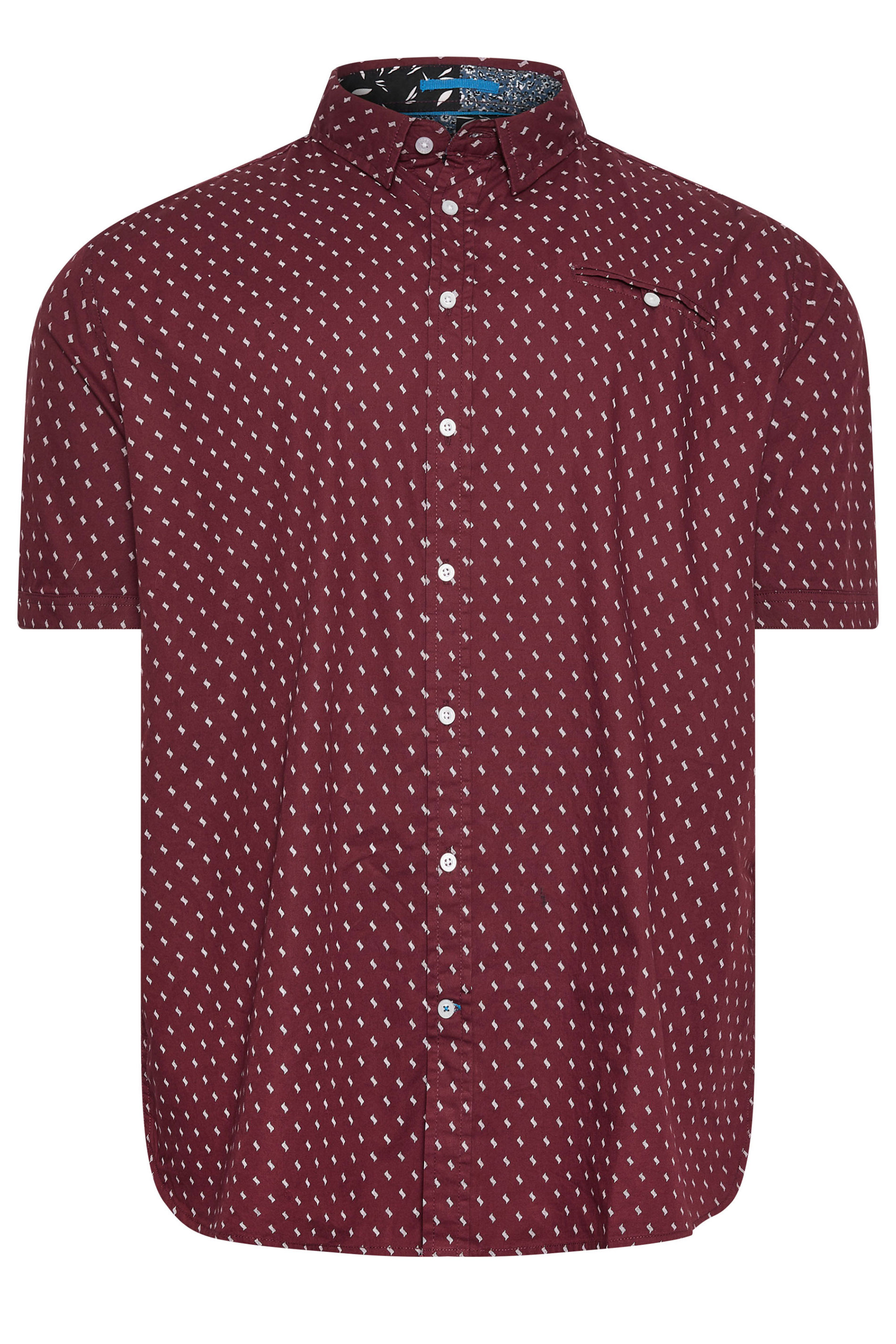 D555 Big & Tall Burgundy All Over Print Short Sleeve Shirt | BadRhino 3