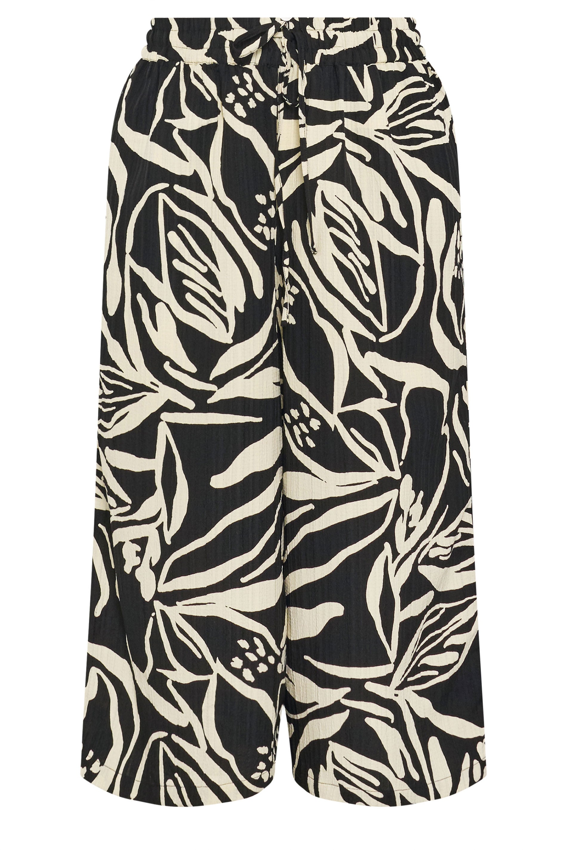 YOURS Plus Size Black Abstract Floral Cropped Trousers | Yours Clothing 5