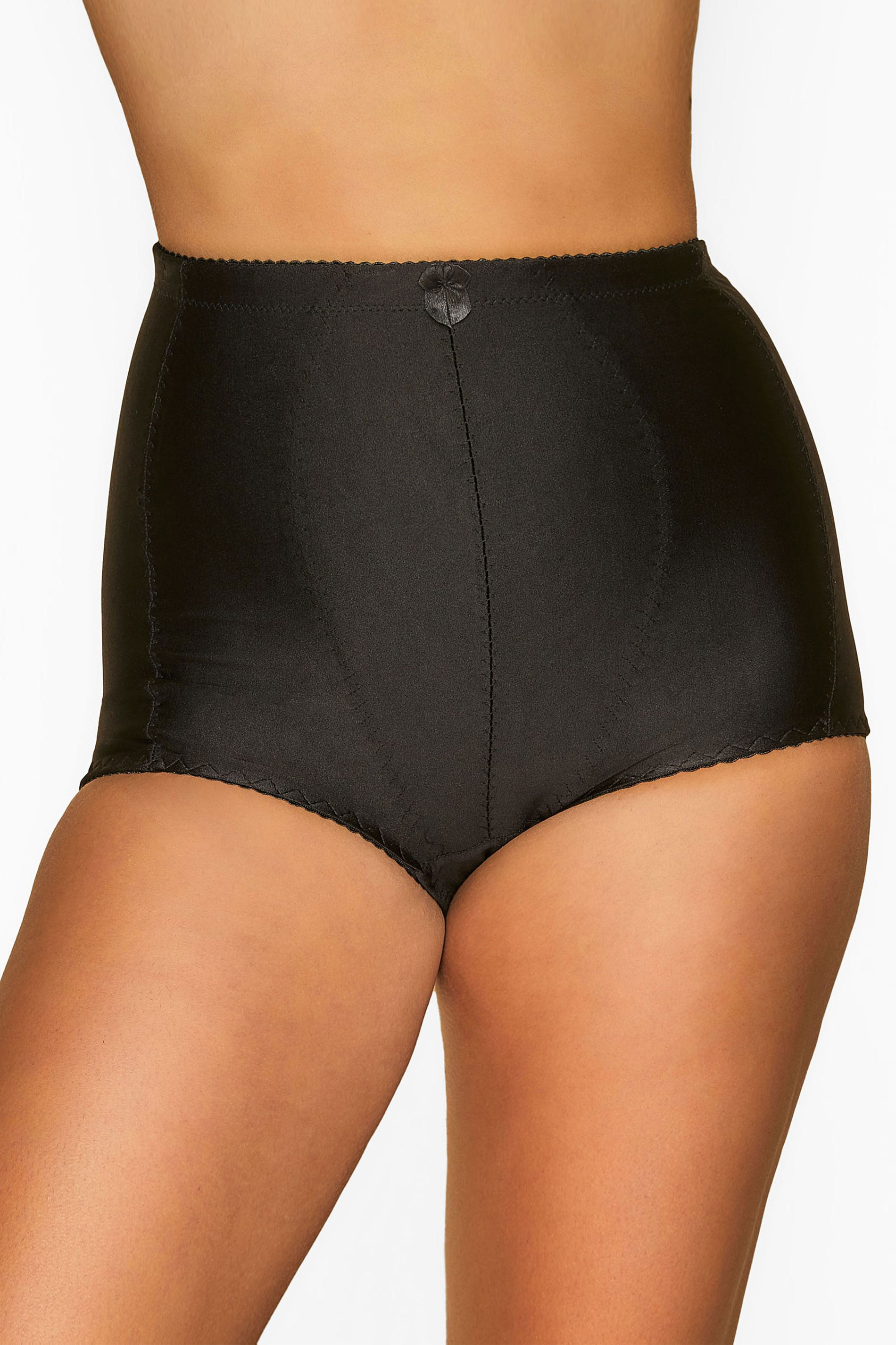 Plus Size Black Medium Control High Waisted Full Briefs | Yours Clothing 1