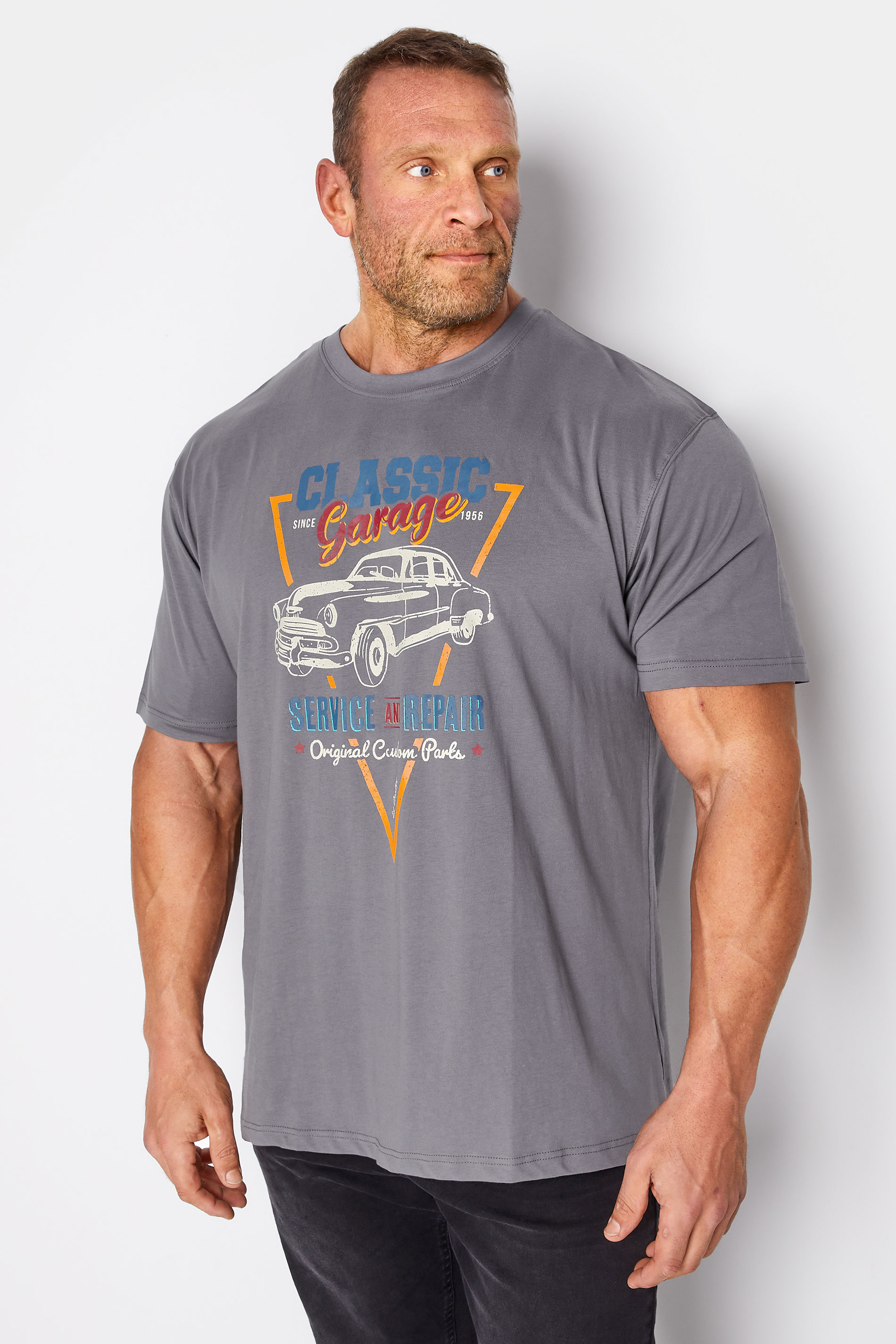 ED BAXTER Big & Tall Grey Classic Garage T-Shirt 1