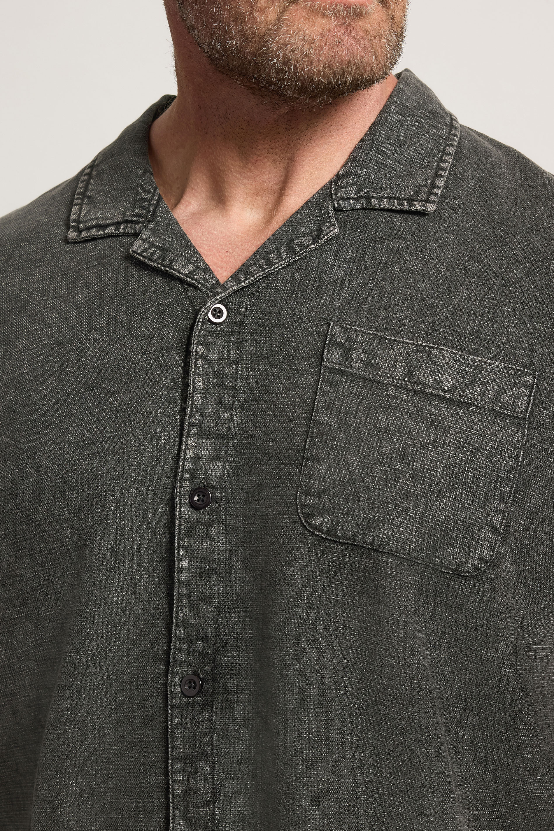 BadRhino Big & Tall Grey Acid Wash Cotton Shirt | BadRhino 5
