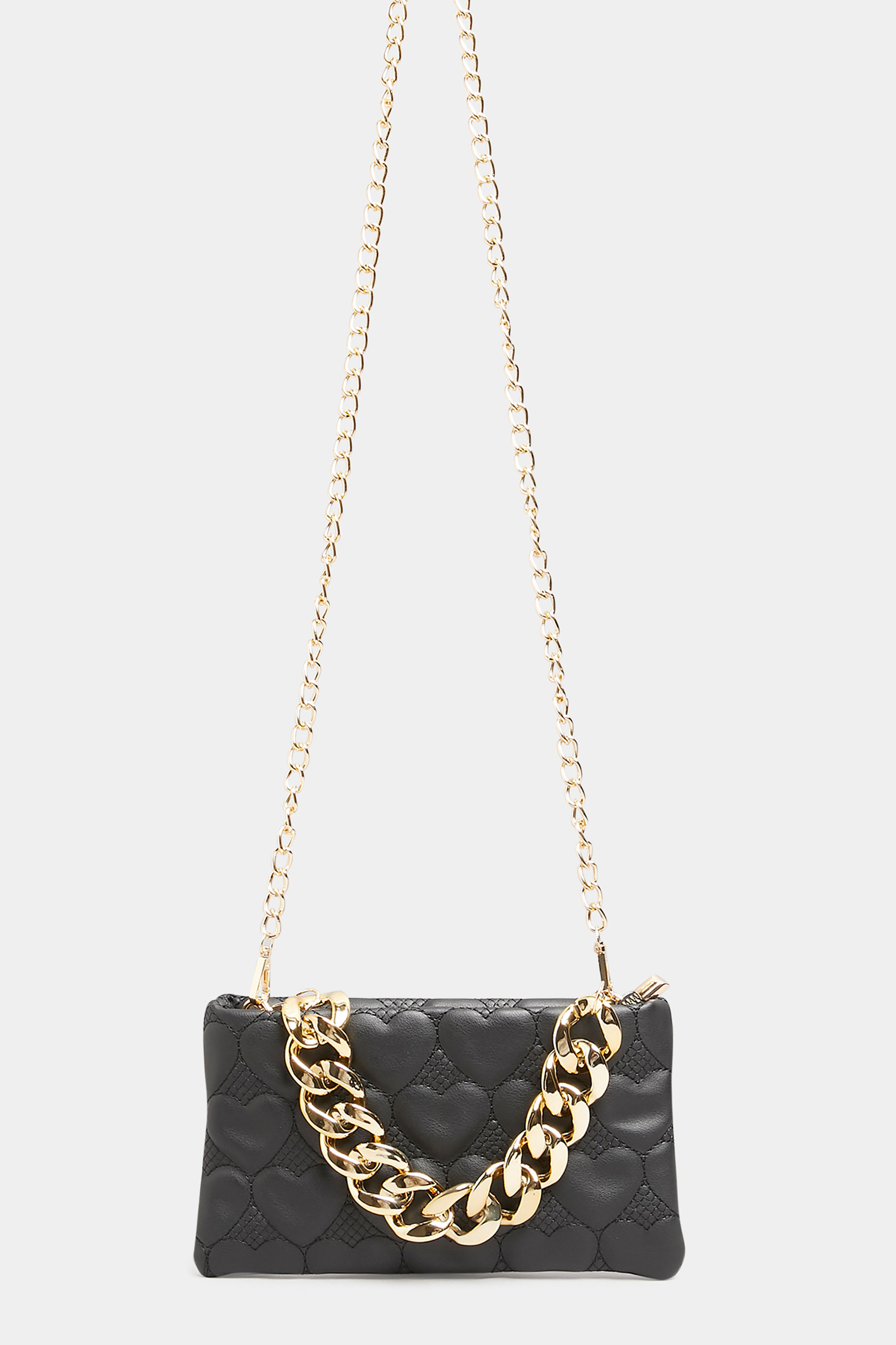 Black Heart Chain Clutch Bag | Yours Clothing 3