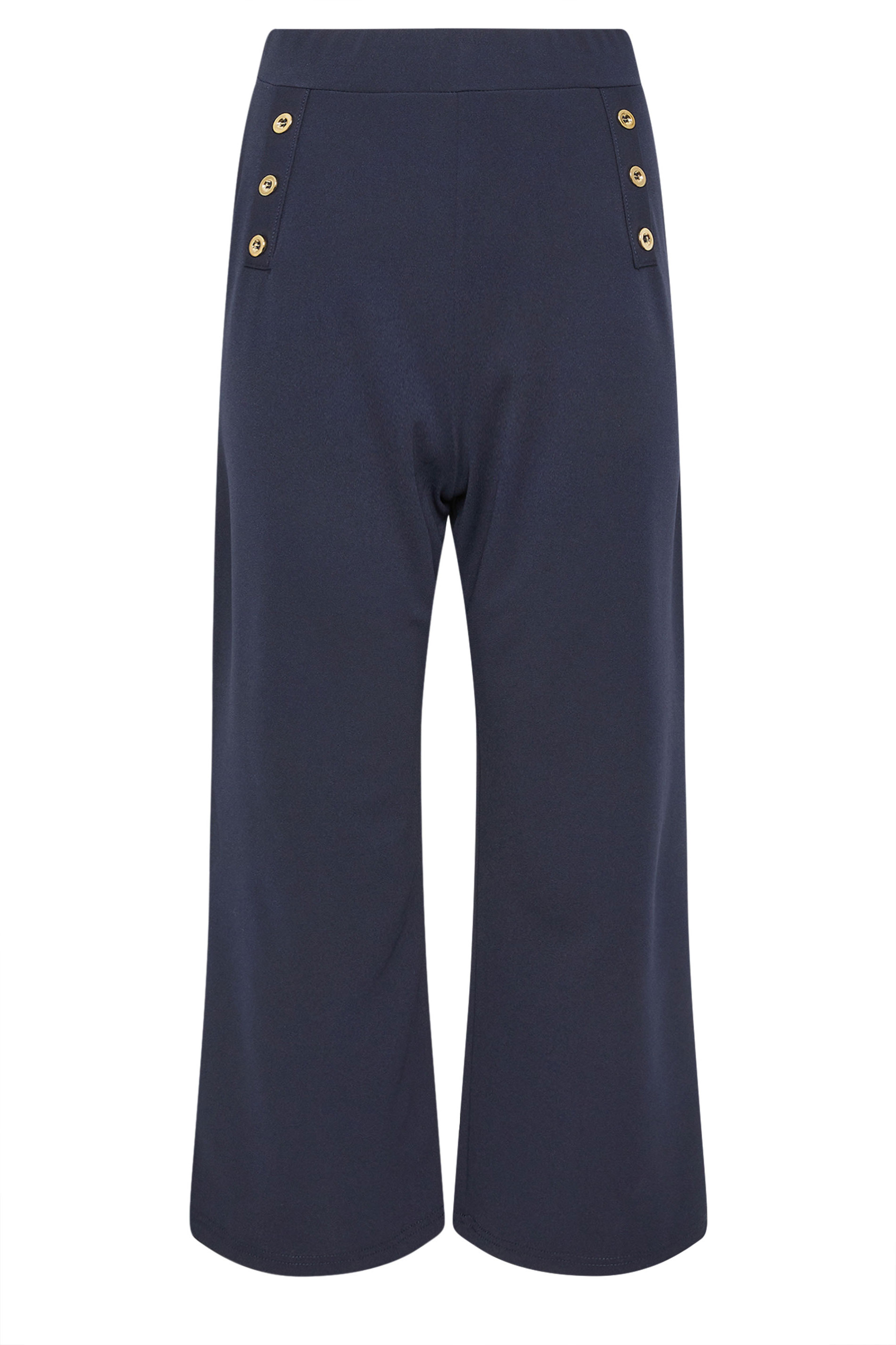 M&Co Petite Navy Blue Military Button Trousers | M&Co 5