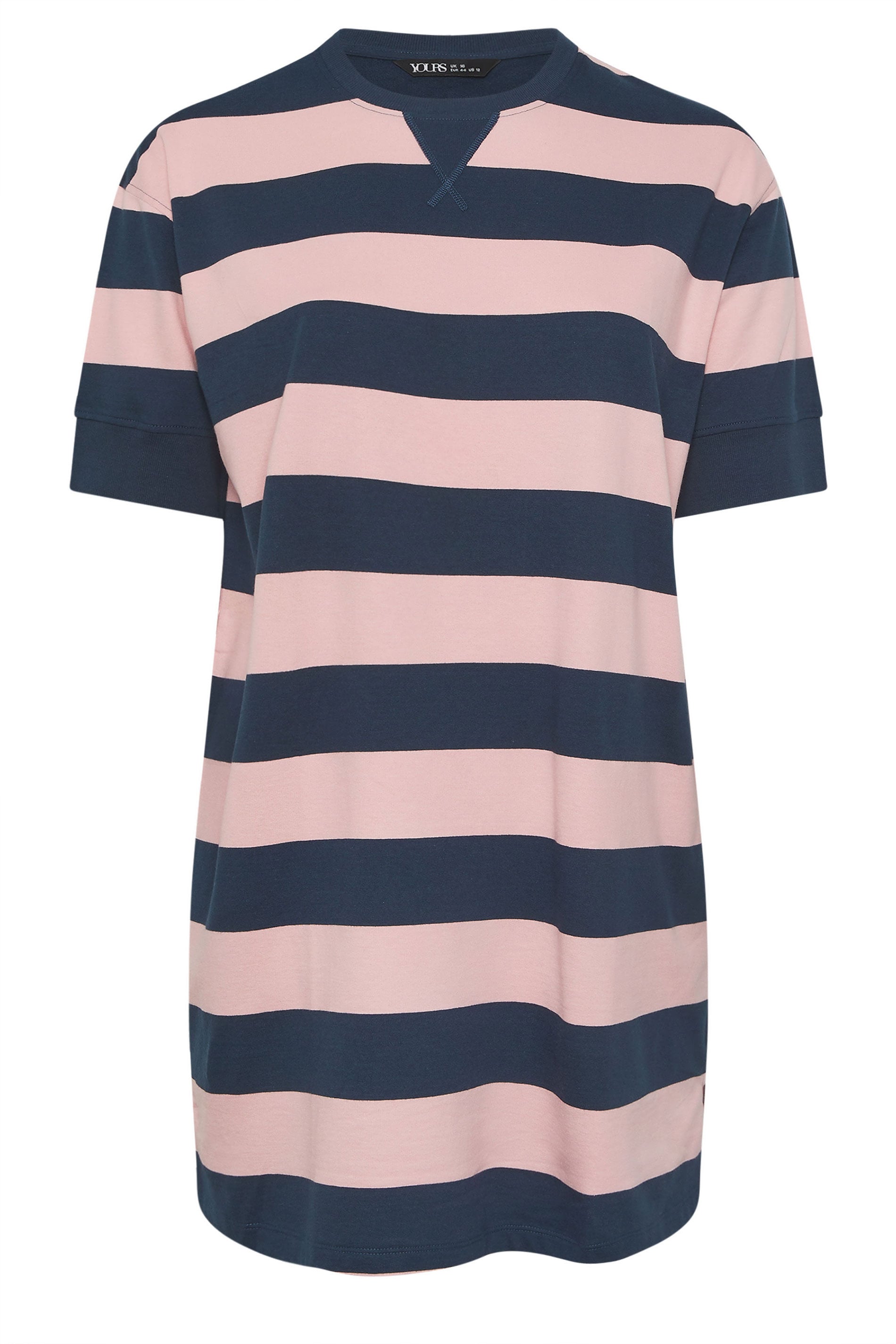 YOURS Plus Size Navy Blue & Pink Stripe T-Shirt Dress | Yours Clothing 5
