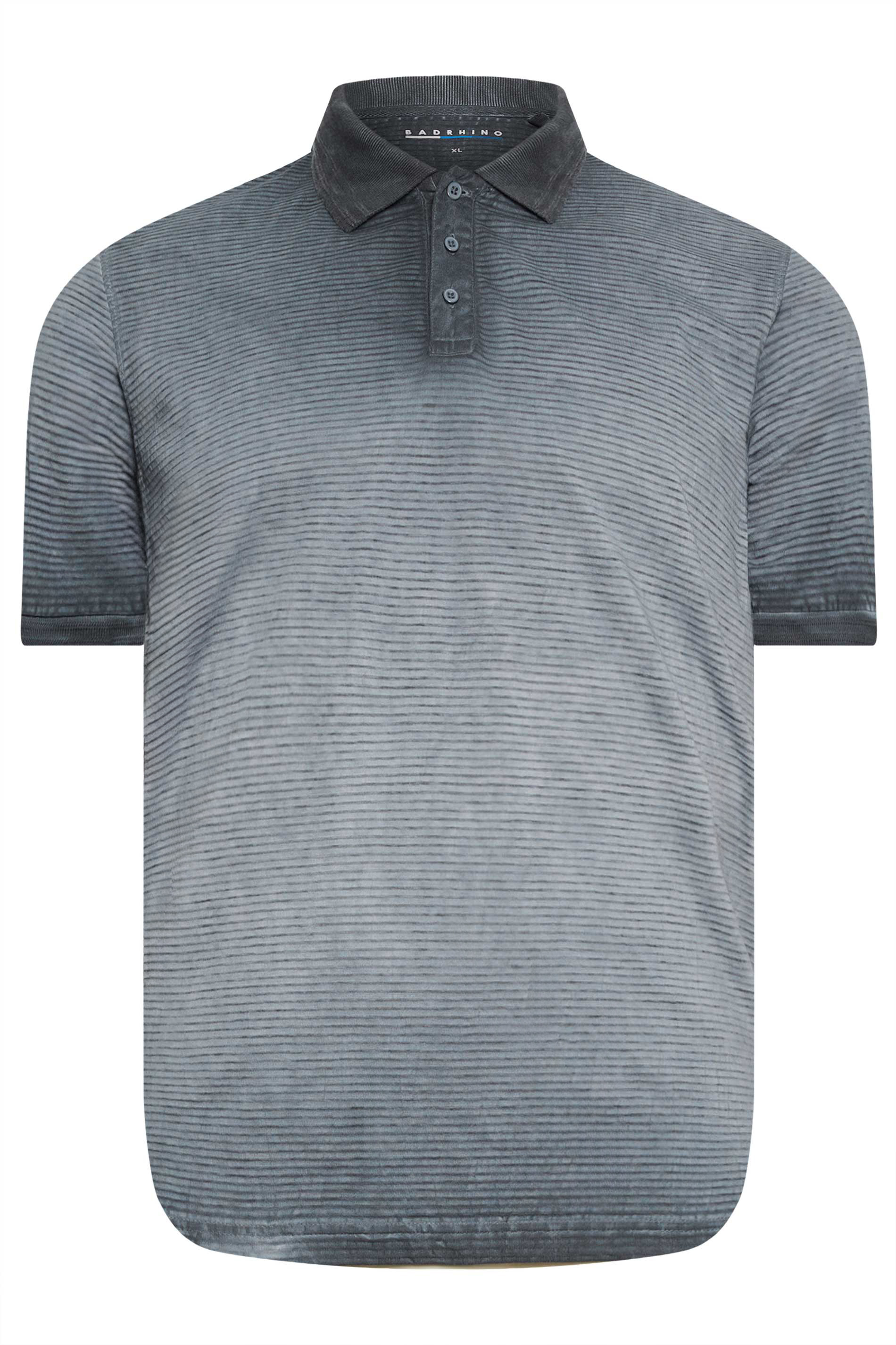 BadRhino Big & Tall Grey Striped Polo Shirt | BadRhino 3