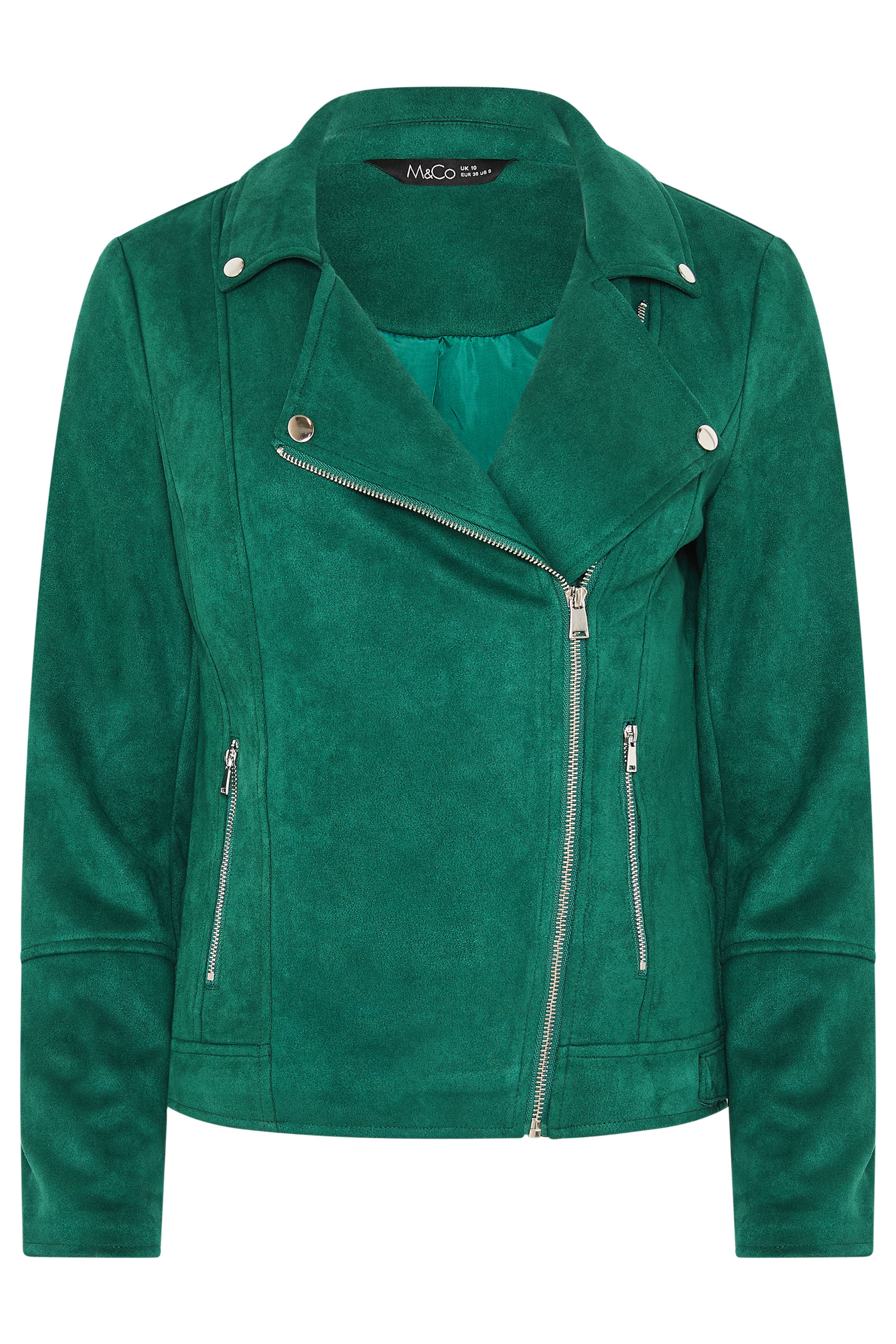 M&Co Green Faux Suede Biker Jacket | M&Co 5