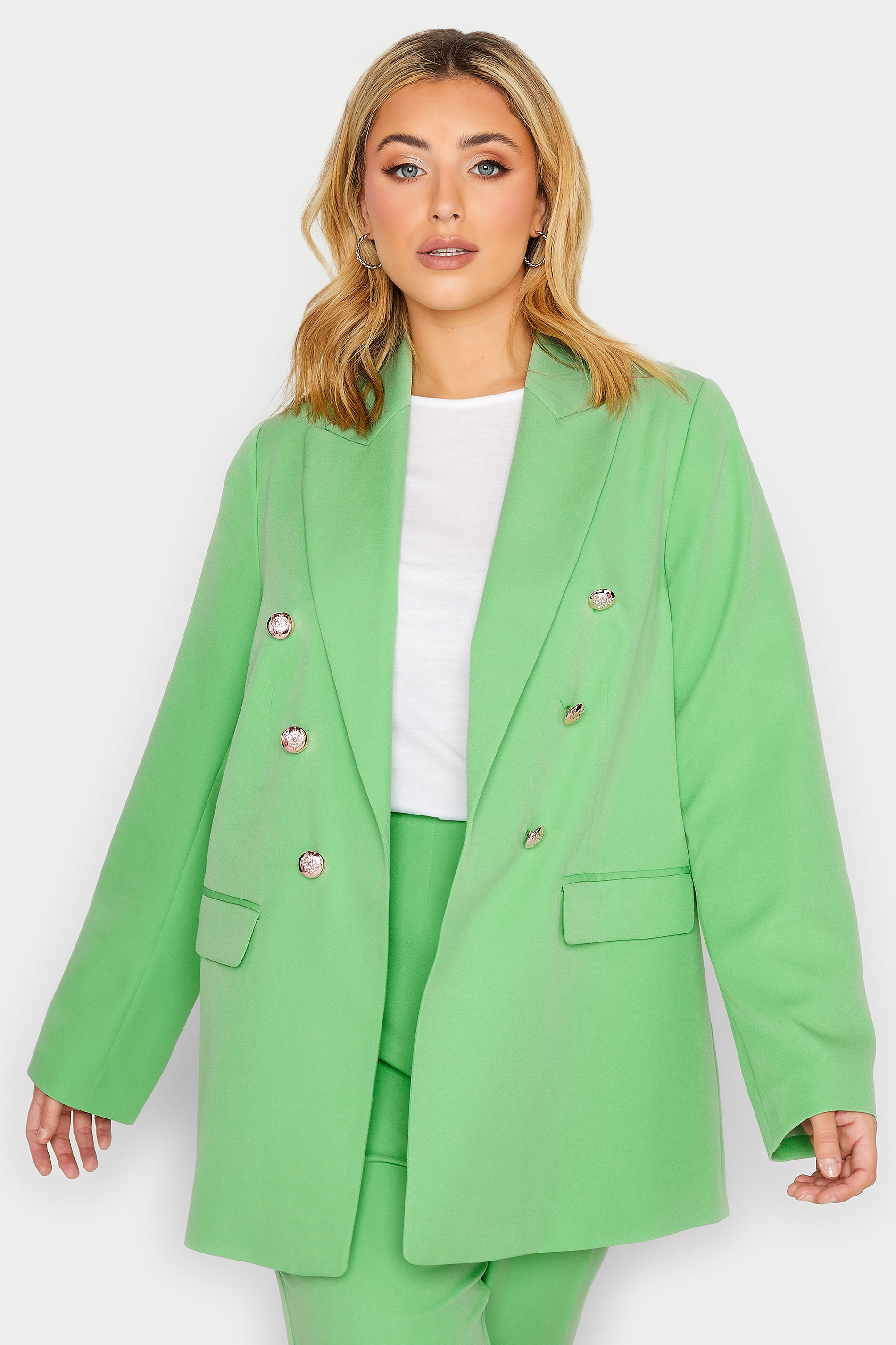 YOURS Plus Size Mint Green Military Blazer | Yours Clothing 1