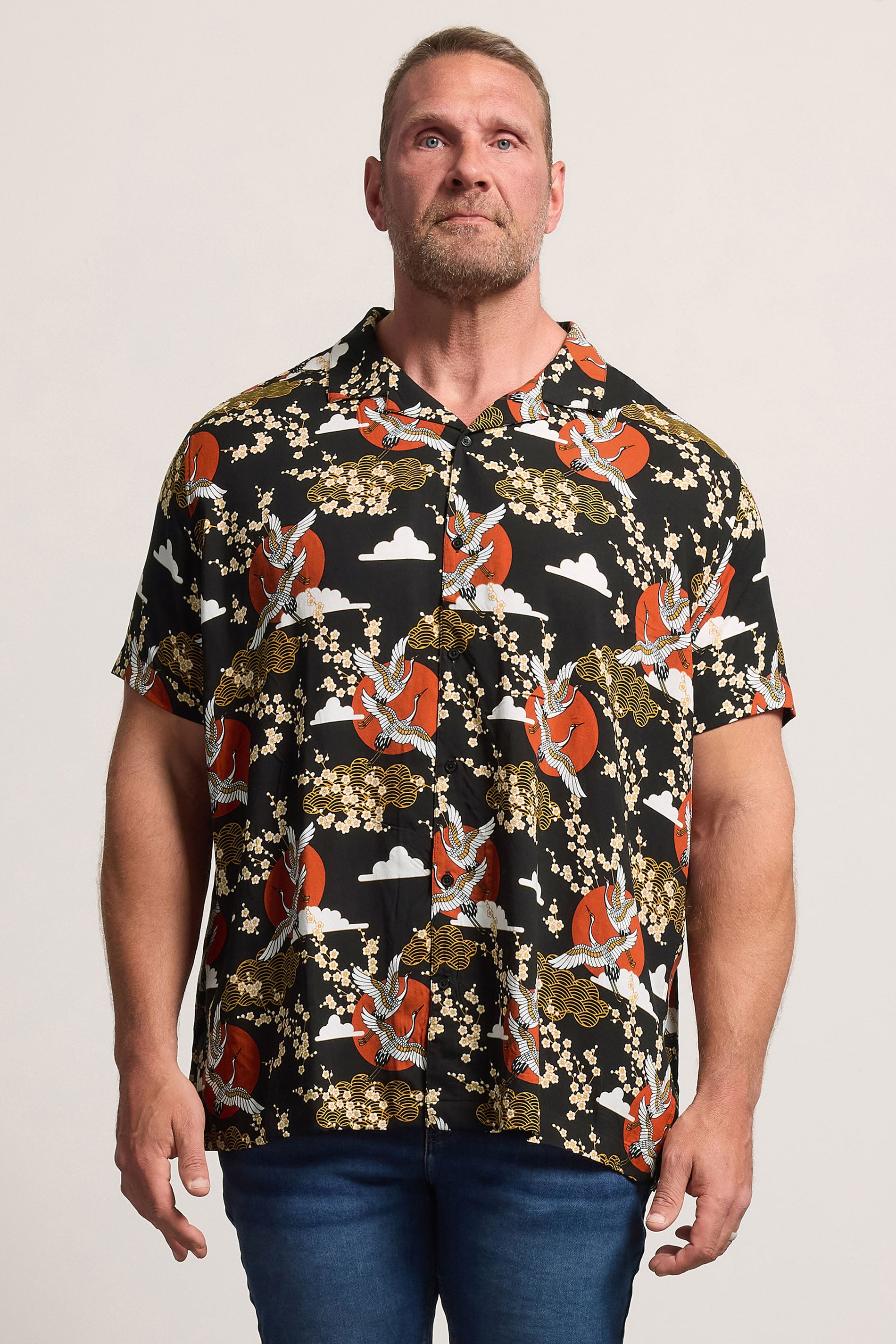 BadRhino Big & Tall Black Japanese Woodblock Print Shirt | BadRhino 1