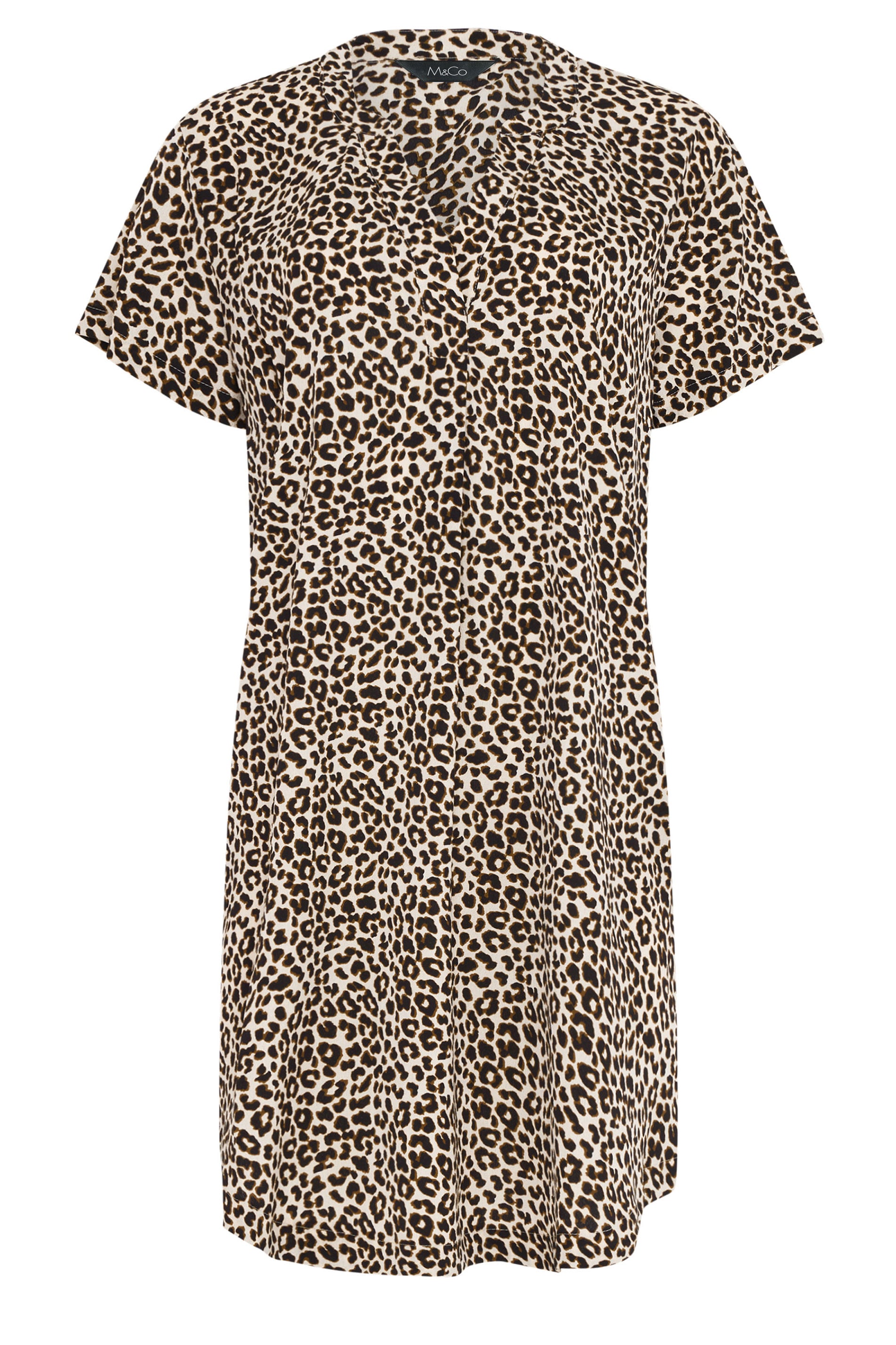 M&Co Brown Animal Print Notch Neck Midi Dress | M&Co 5