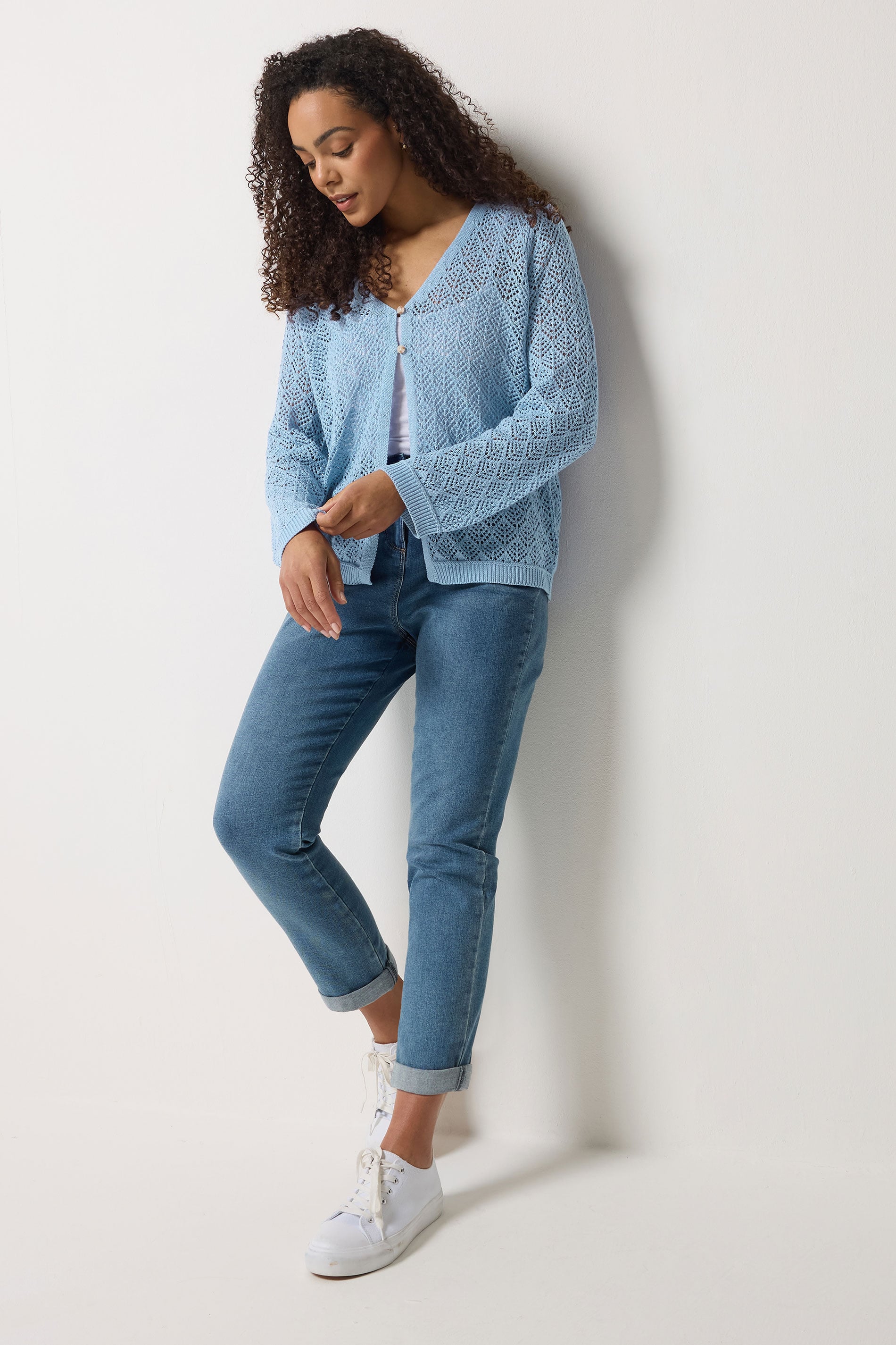 M&Co Blue Pointelle Detail Cardigan | M&Co  1