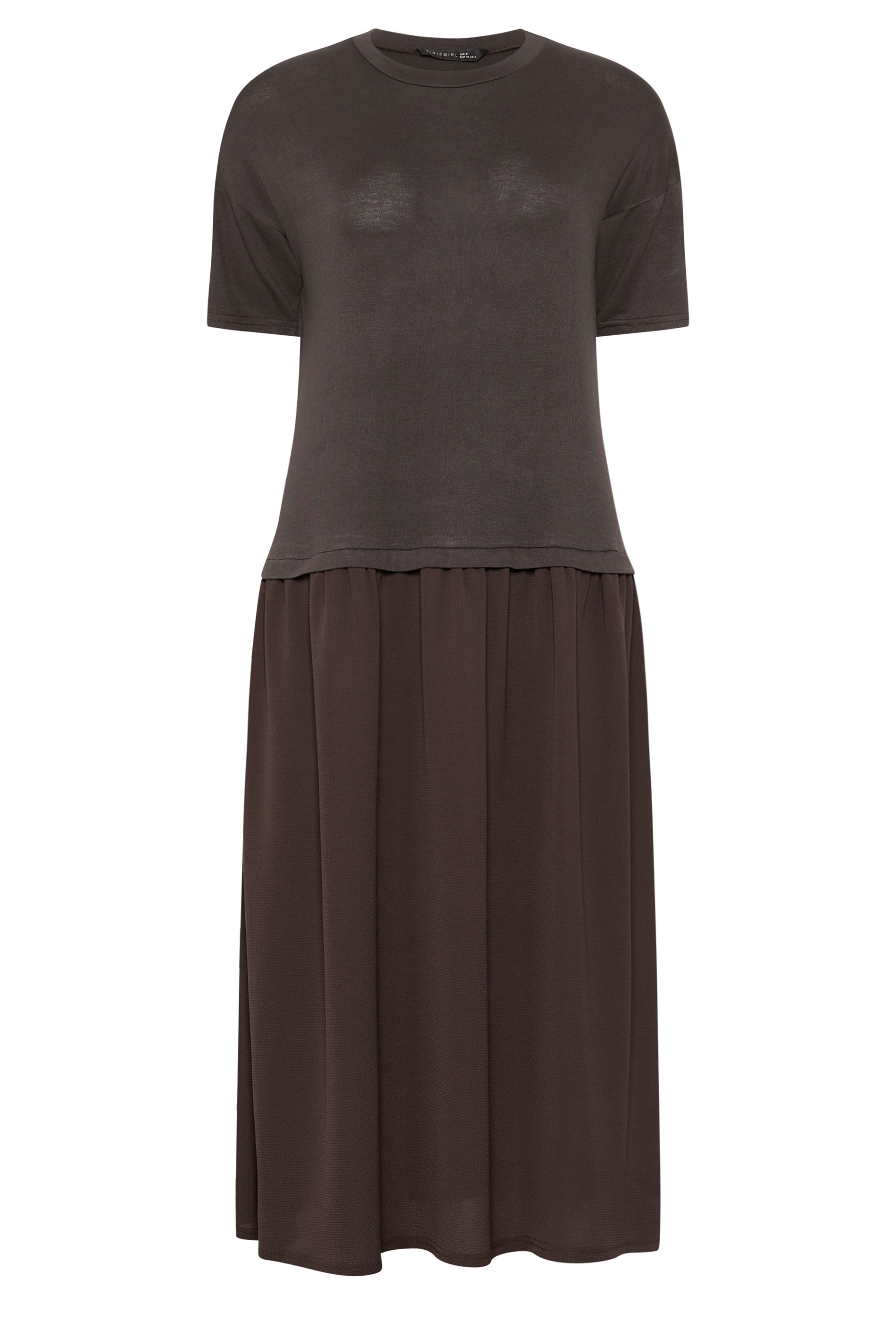 PixieGirl Petite Women's Chocolate Brown Drop Waist Maxi Dress | PixieGirl 5