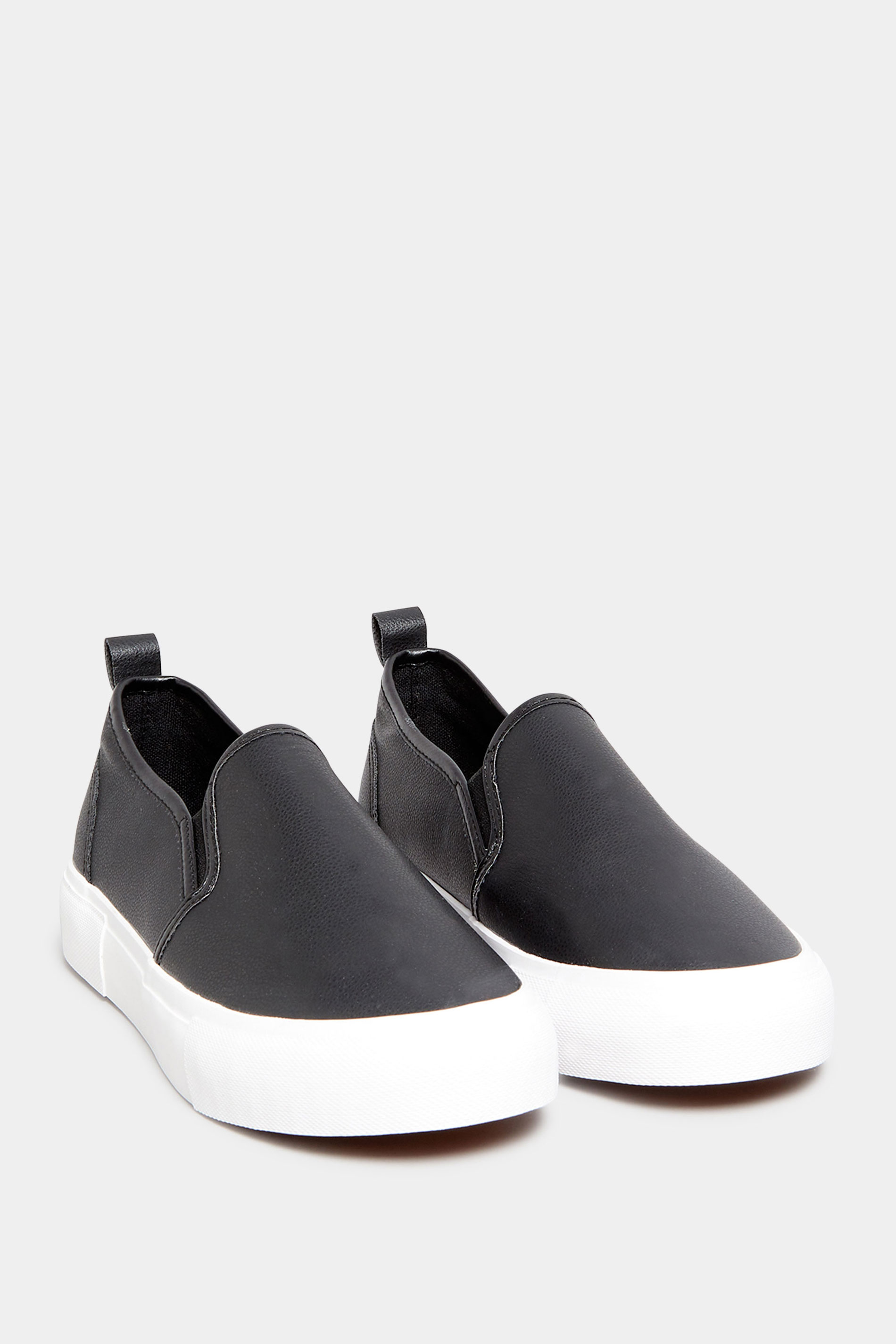 Black Slip-On Trainers In Wide E Fit | Yours Clothing 2