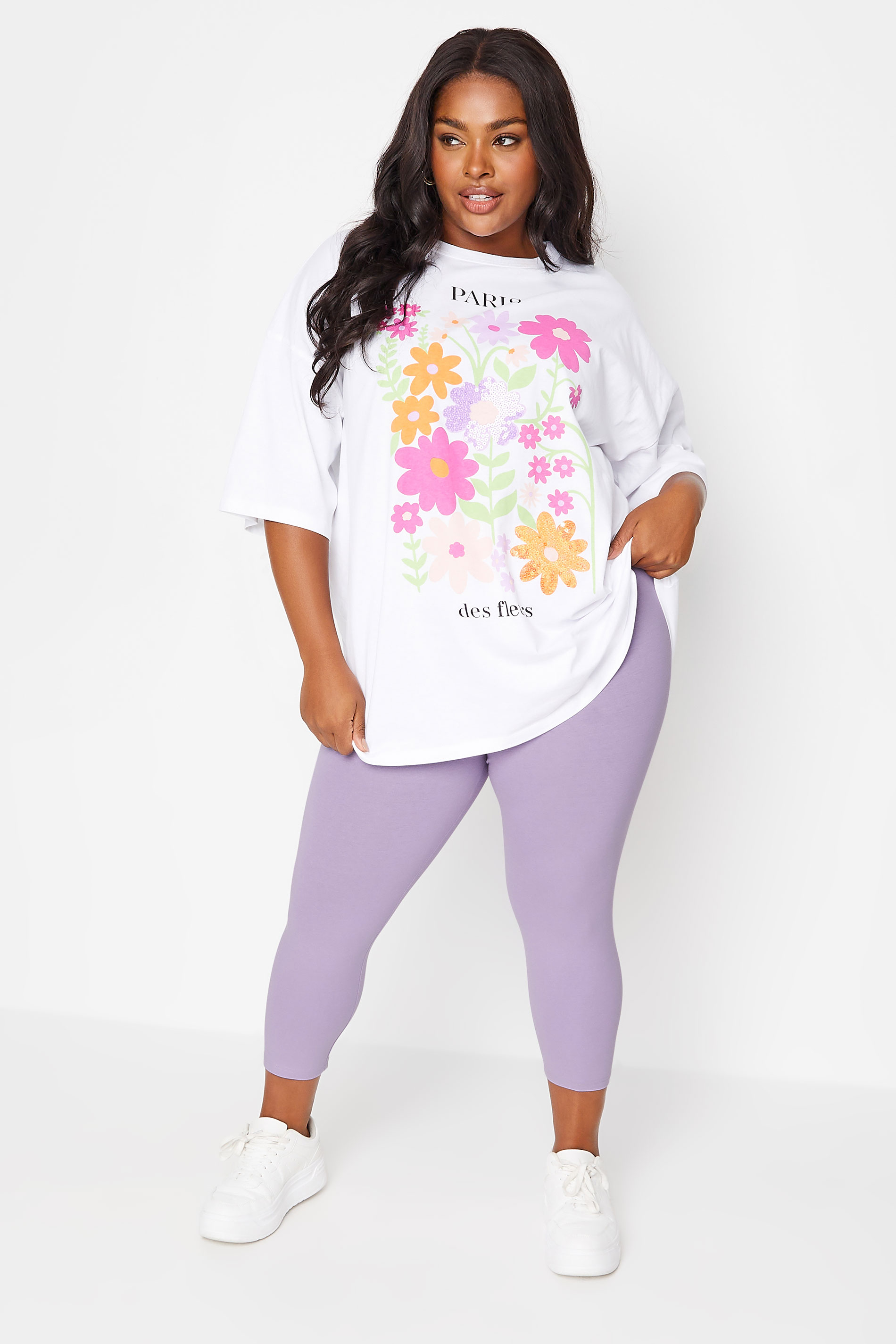 YOURS Plus Size Light Purple Cropped Leggings | Yours Clothing 2