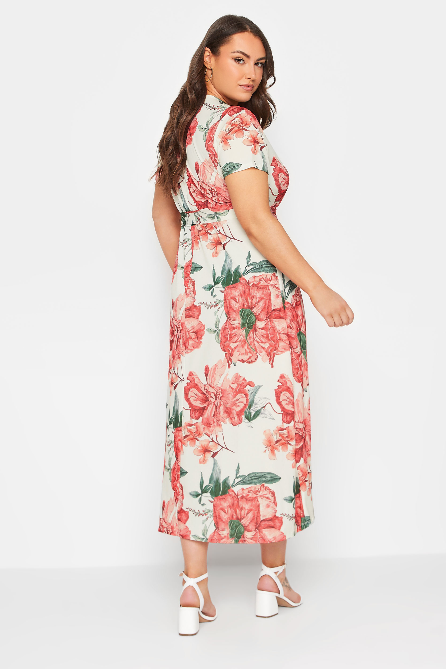 YOURS Plus Size White Floral Print Wrap Dress | Yours Clothing 3