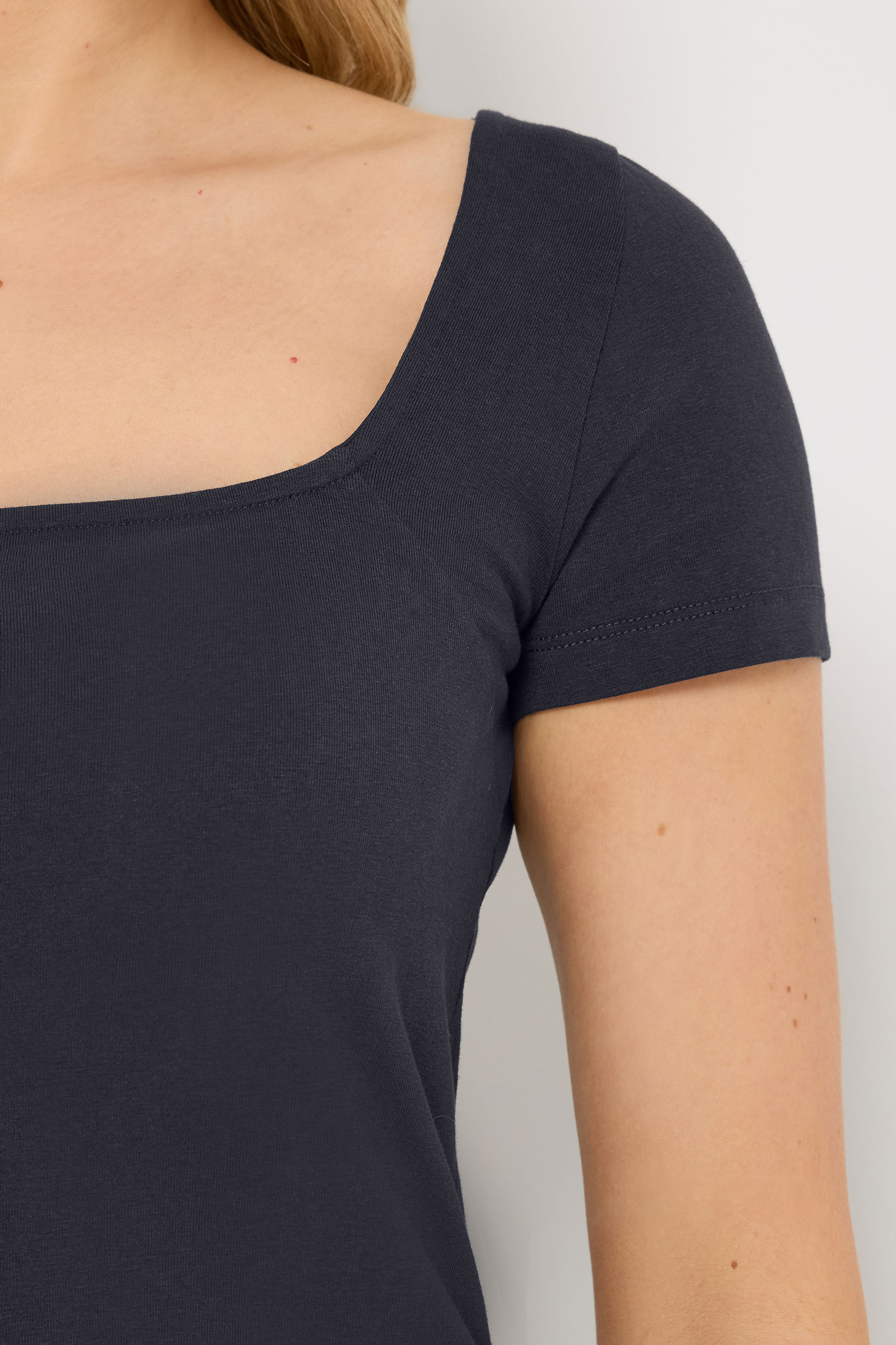 LTS Tall 2 PACK Navy Blue & White Fitted Square Neck Tops | Long Tall Sally 6