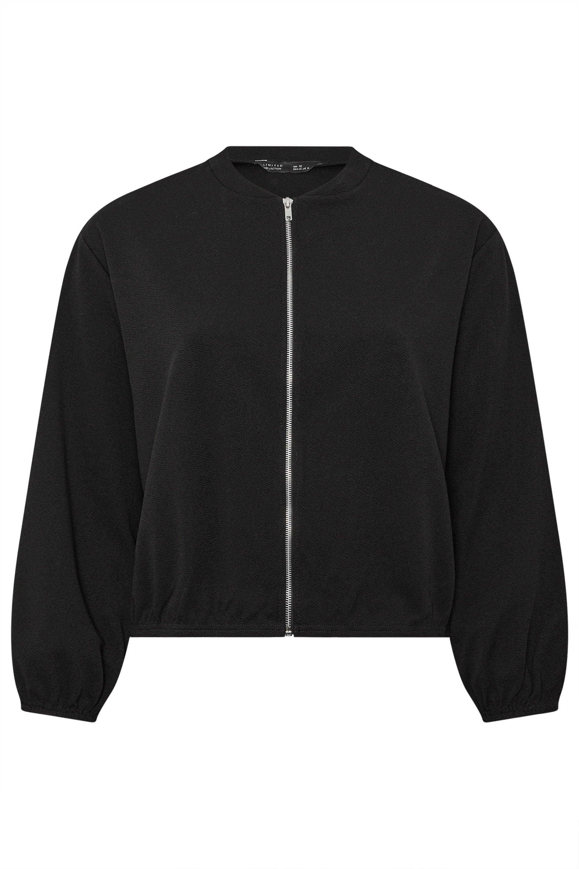 LIMITED COLLECTION Plus Size Black Zip Bomber Jacket | Yours Clothing 6