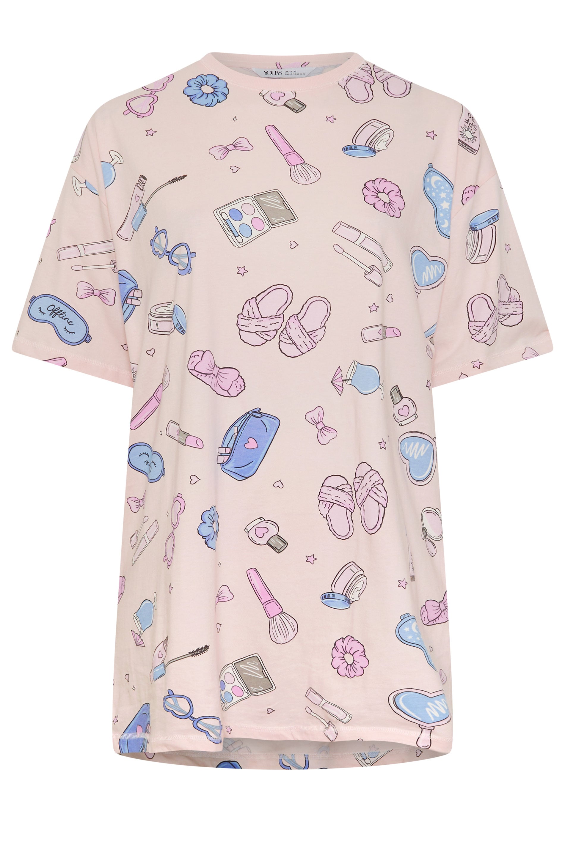 YOURS Plus Size Pink Girly Print T-Shirt Nightdress | Yours Clothing 5