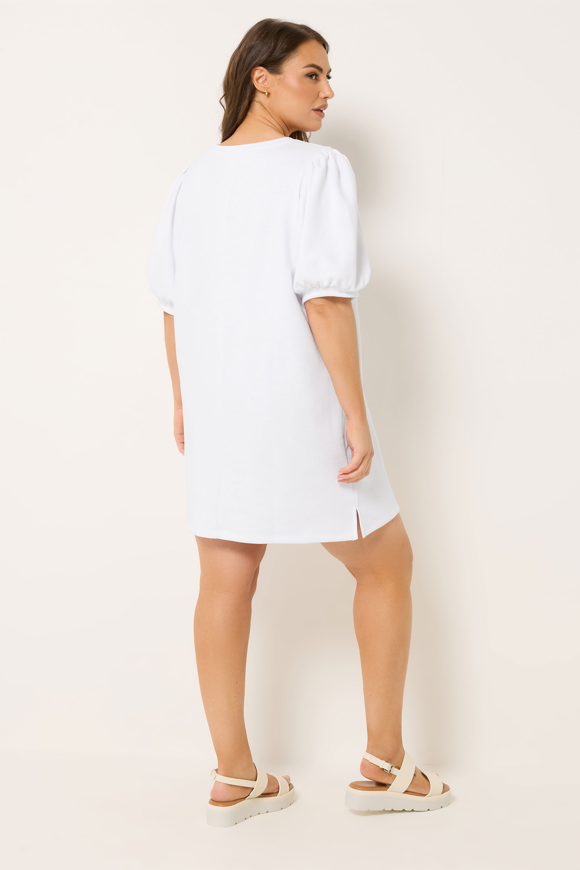 YOURS Plus Size White Balloon Sleeve Dress | Yours Clothing 2