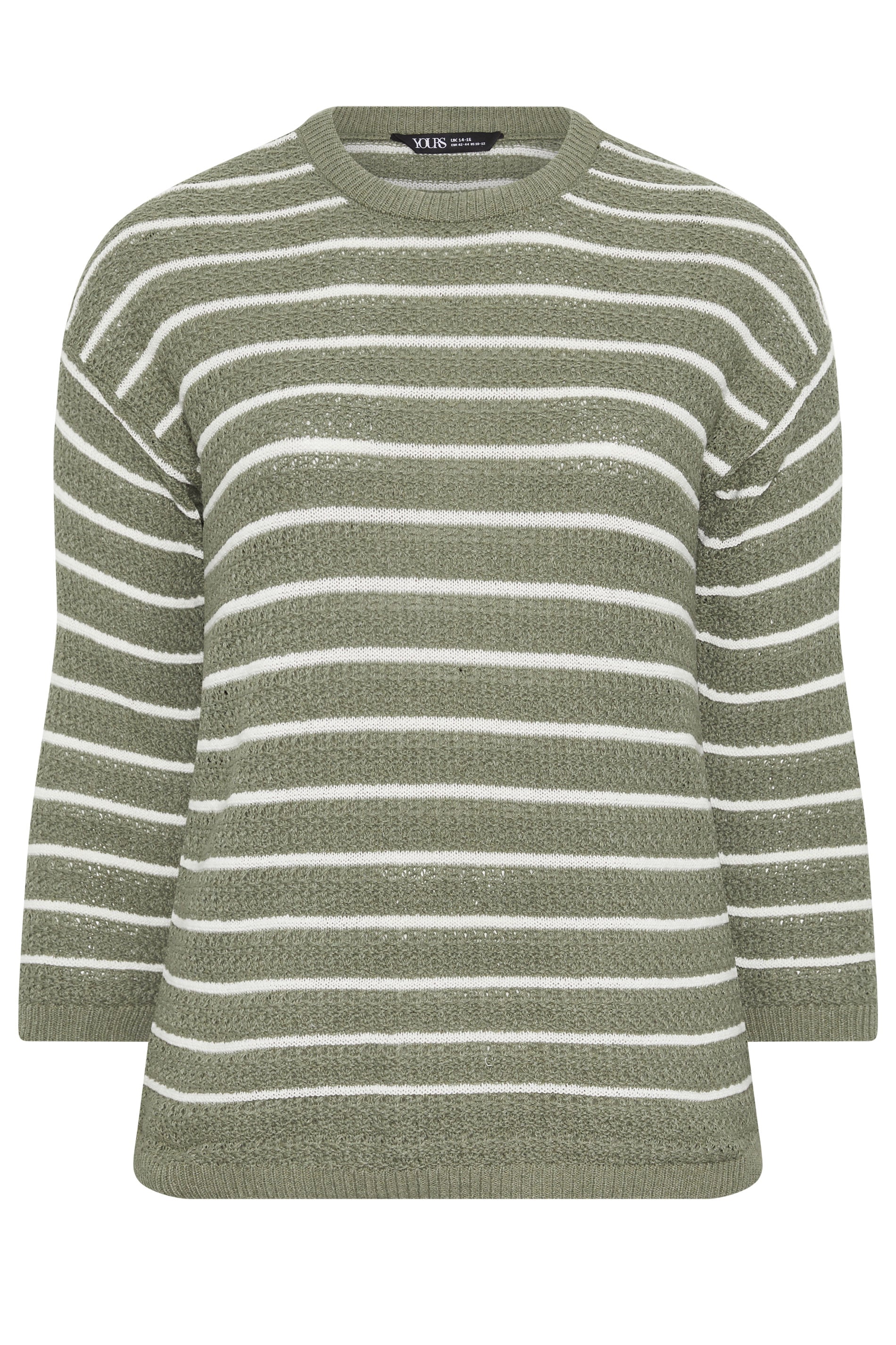 YOURS Plus Size Green Stripe Knitted Jumper | Yours Clothing 5