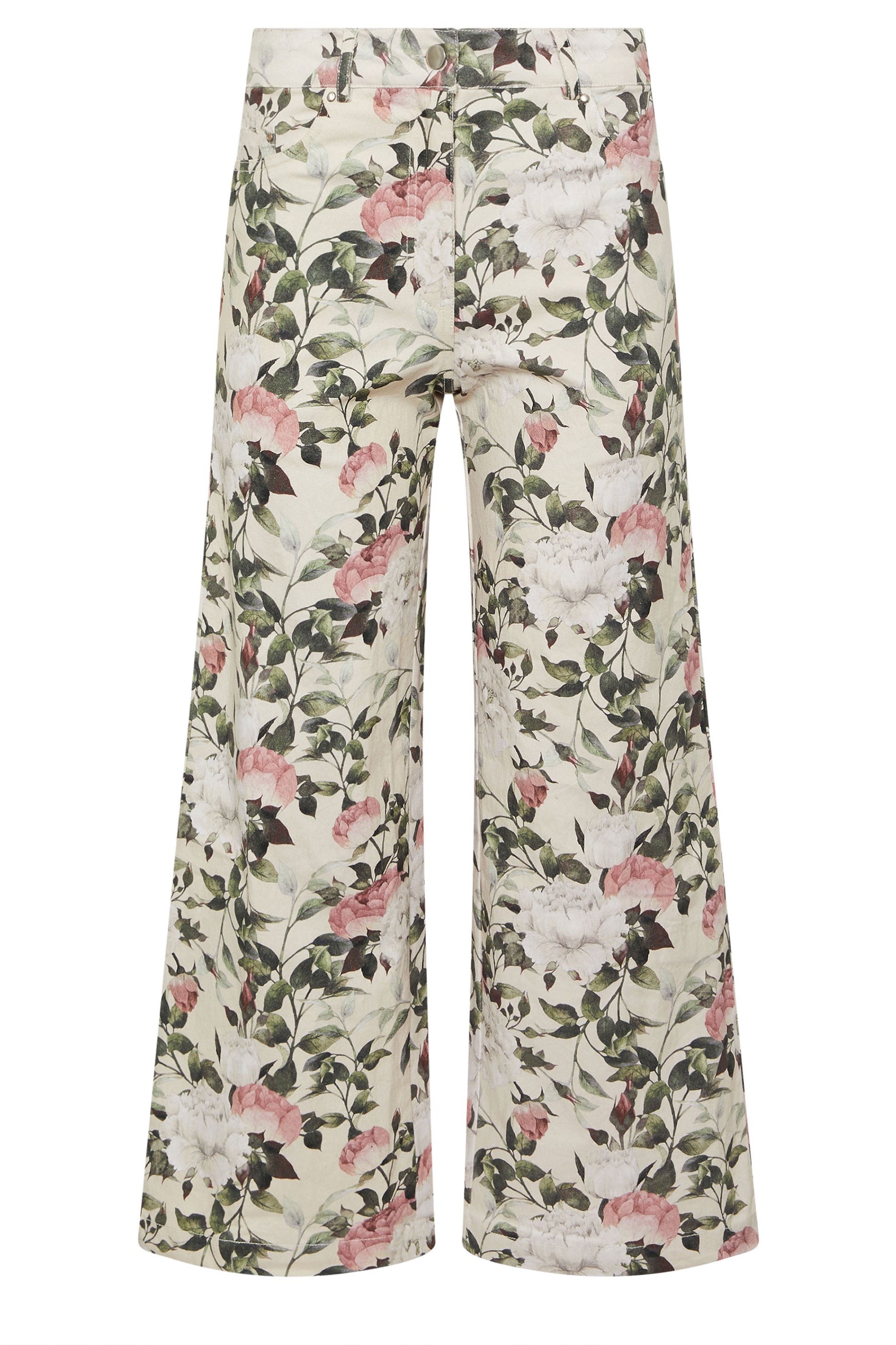 PixieGirl Petite Women's Cream Floral Wide Leg Jeans | PixieGirl 6