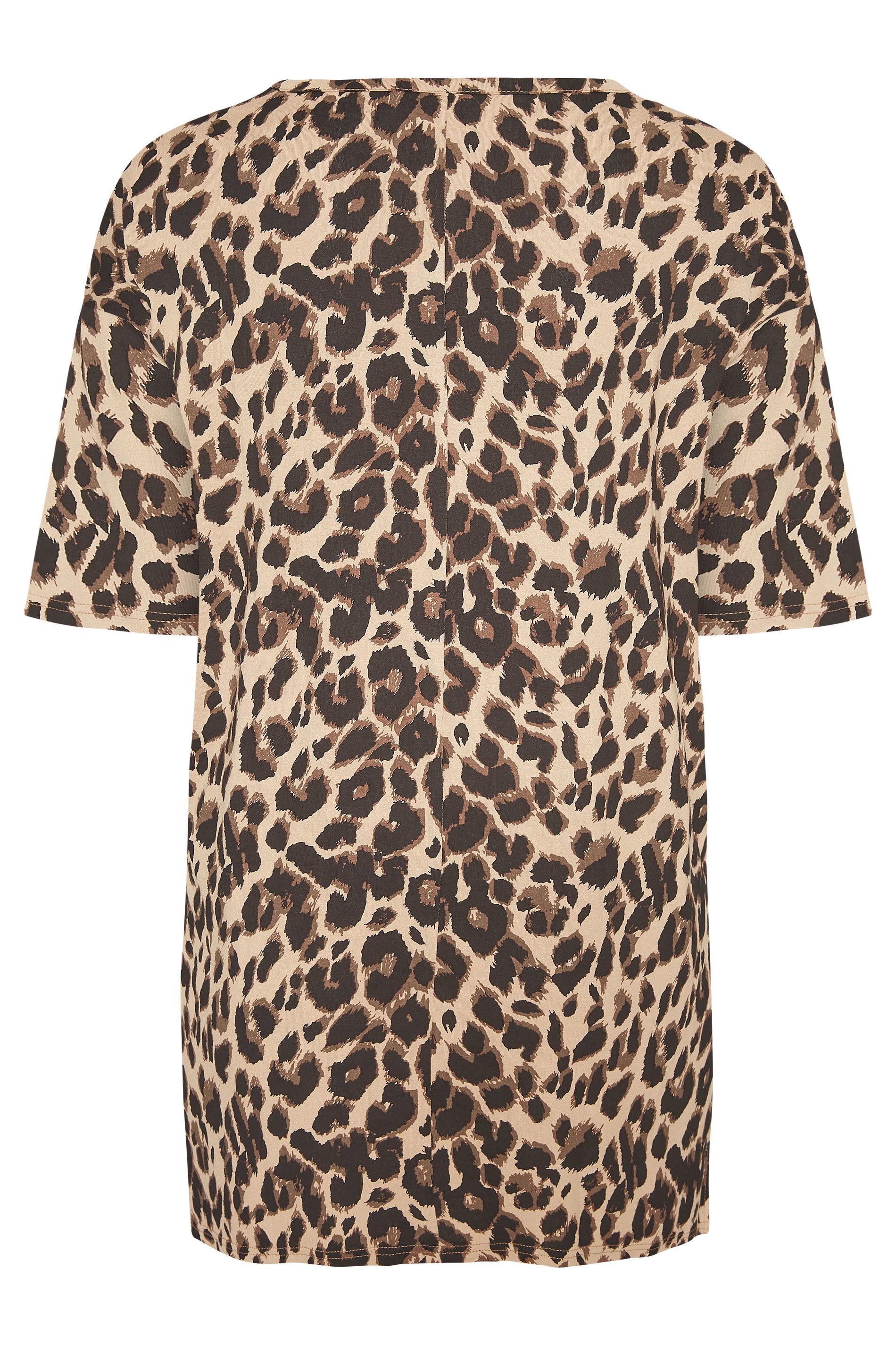 Brown Oversized Leopard Print T-Shirt 