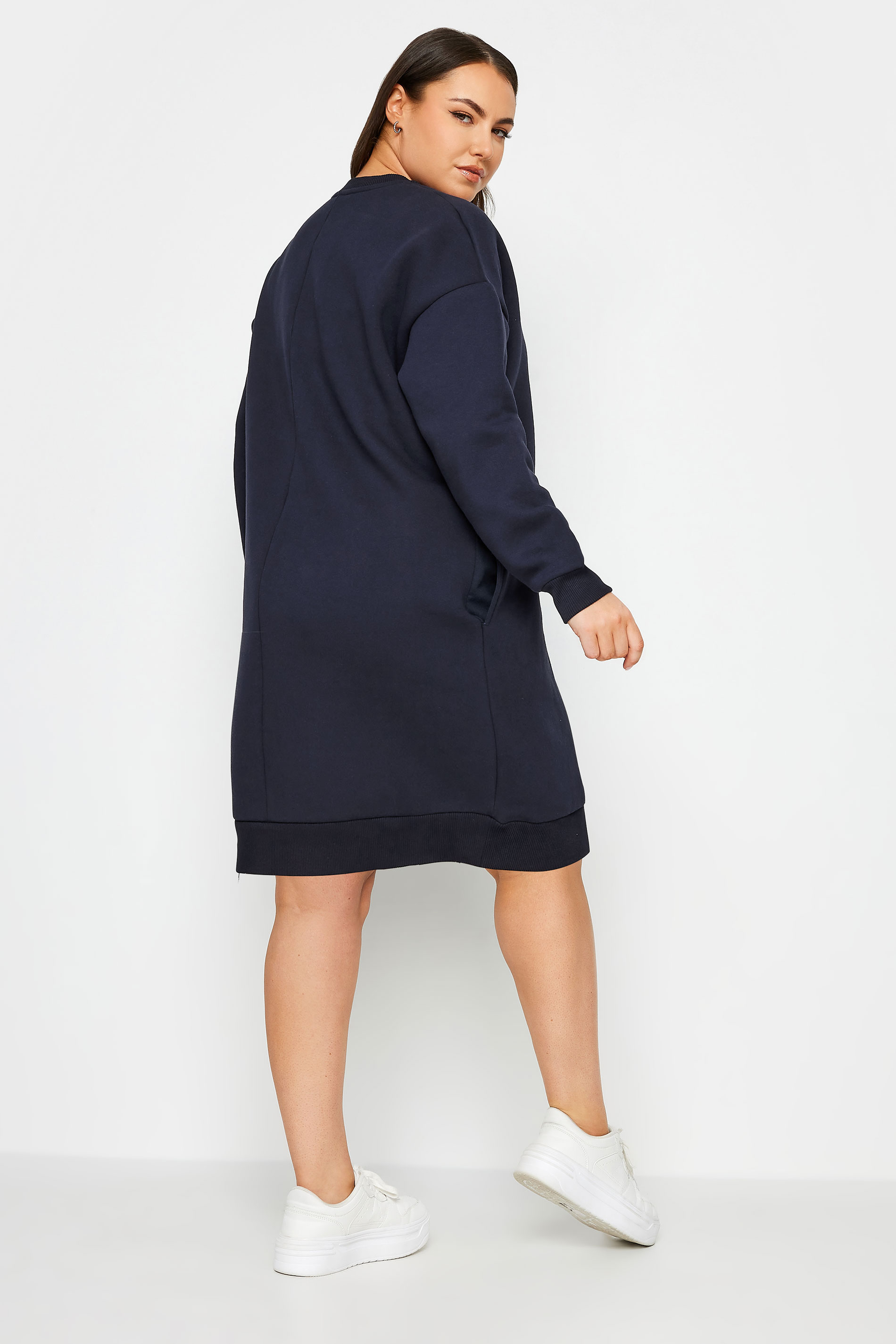 YOURS Plus Size Navy Blue Sweatshirt Dress | Yours Clothing 3