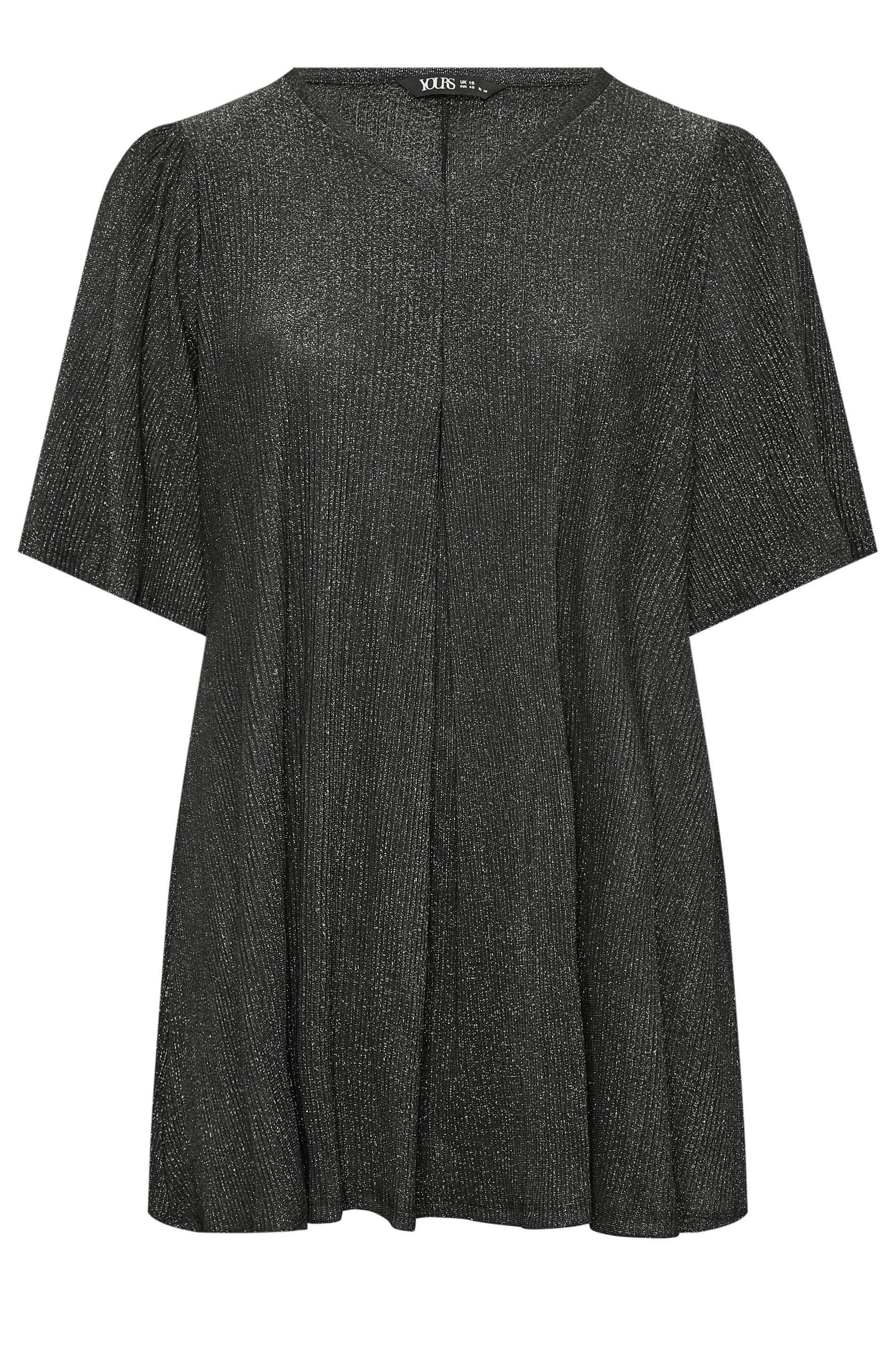 YOURS Plus Size Black Foil Print Swing Top | Yours Clothing