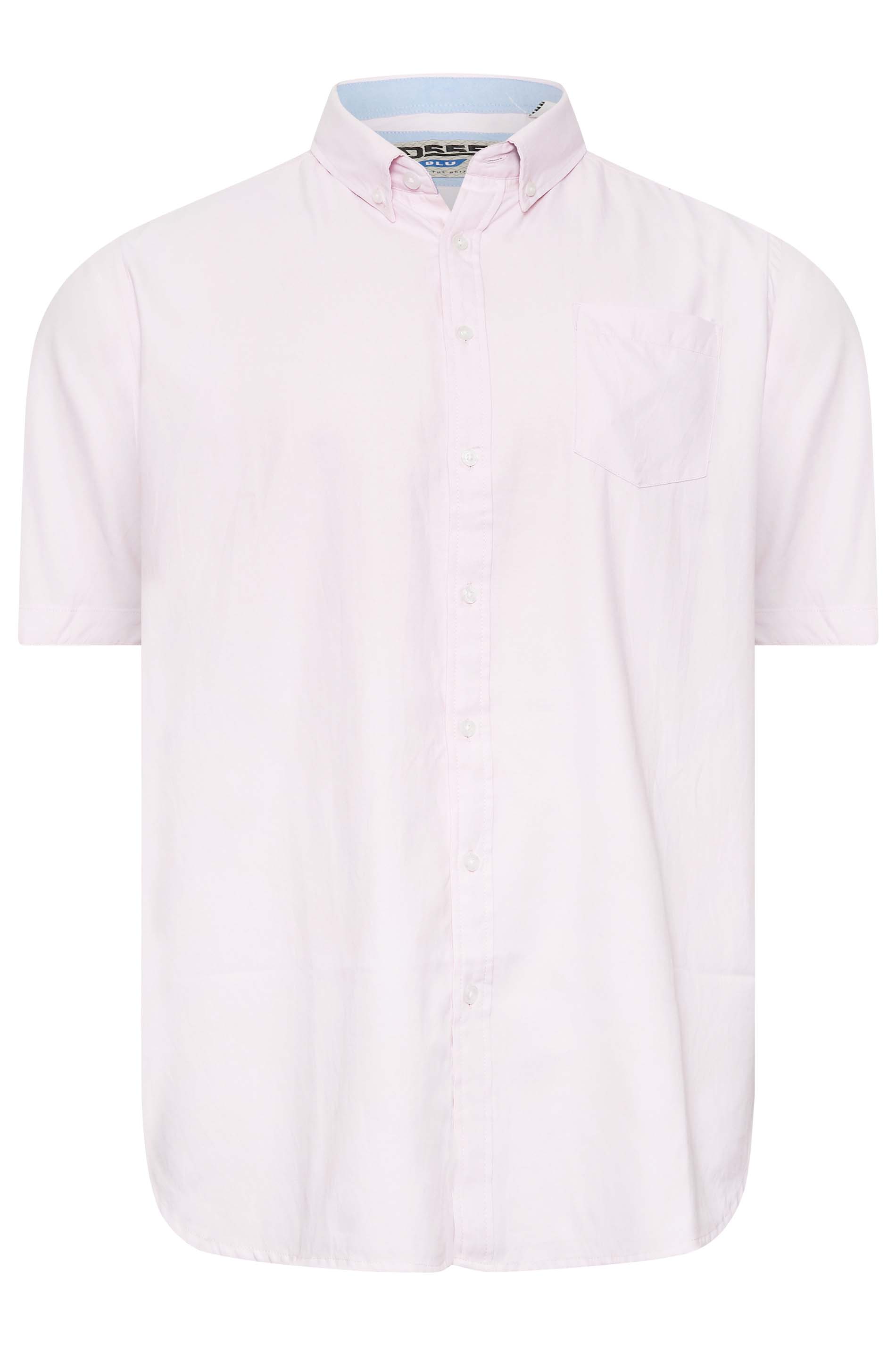 D555 Big & Tall Pink Short Sleeve Oxford Shirt | BadRhino 3