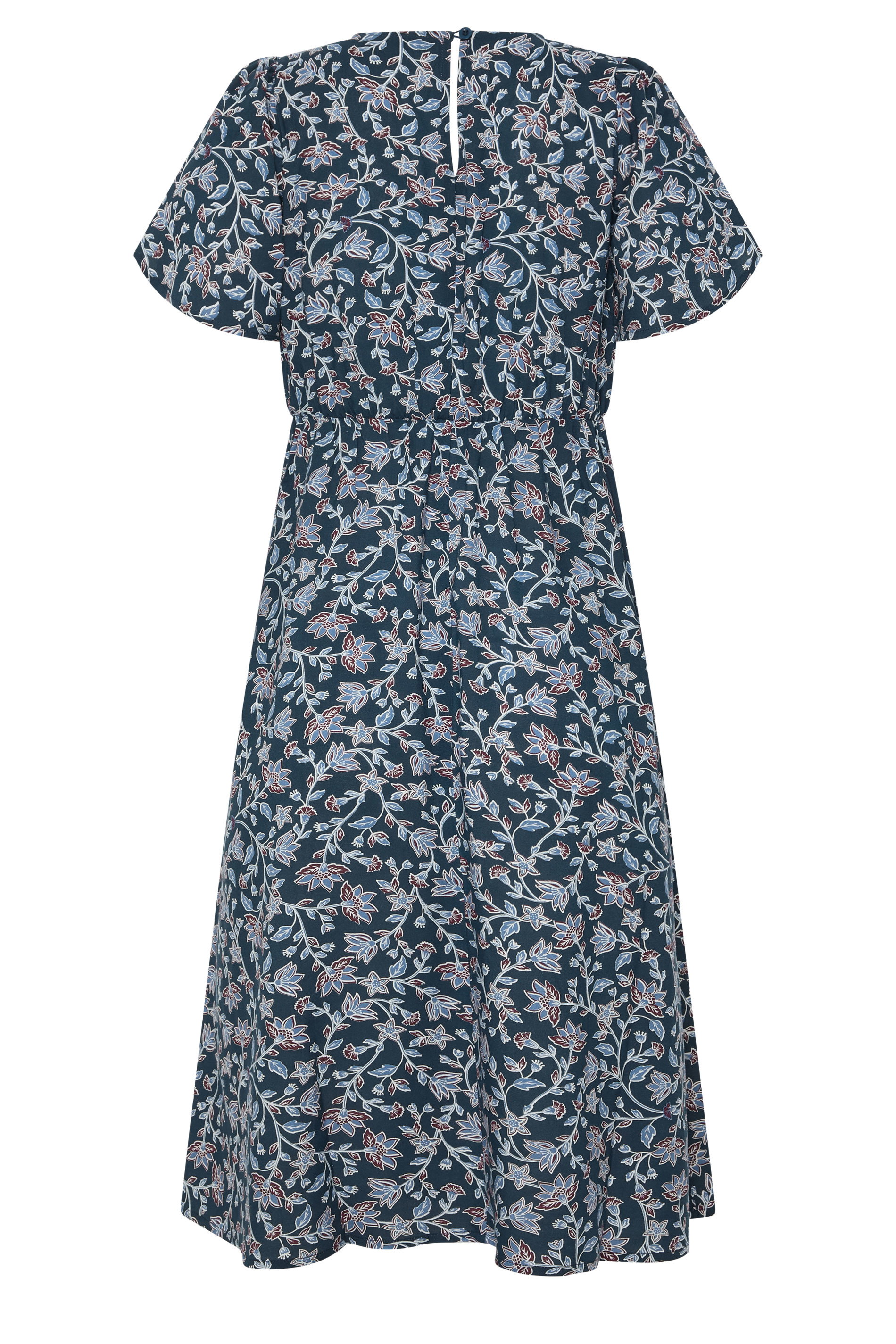 M&Co Petite Blue Floral Print Tulip Sleeve Dress | M&Co 6