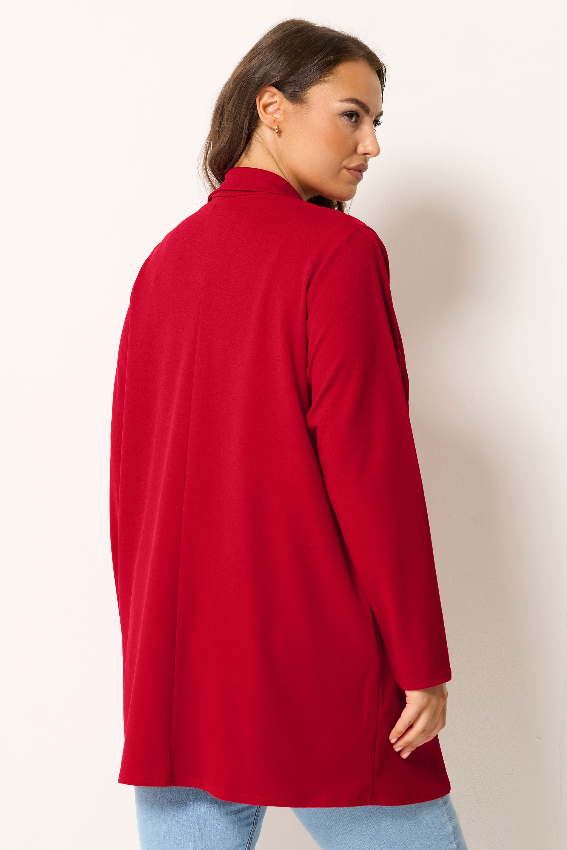 YOURS Curve Plus Size Red Longline Blazer | Yours Clothing 2
