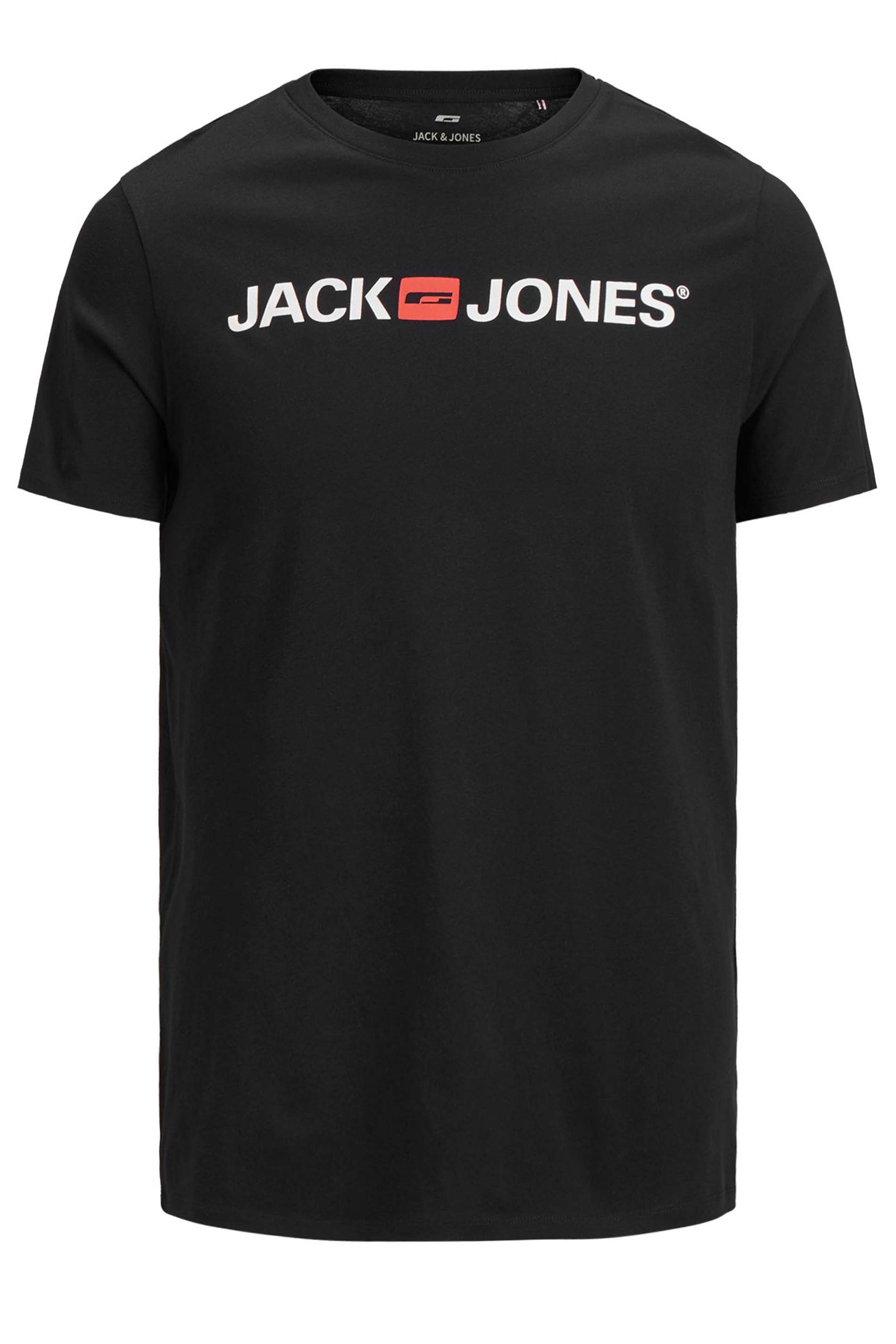 JACK & JONES Big & Tall Black Printed Logo T-Shirt | BadRhino 2