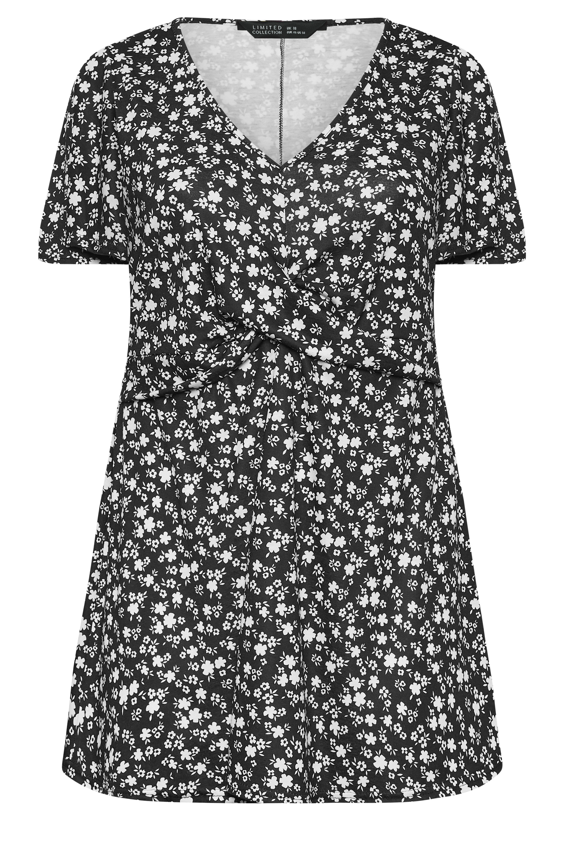 Ditsy Floral Printed Stretch Cotton Poplin - Black/White