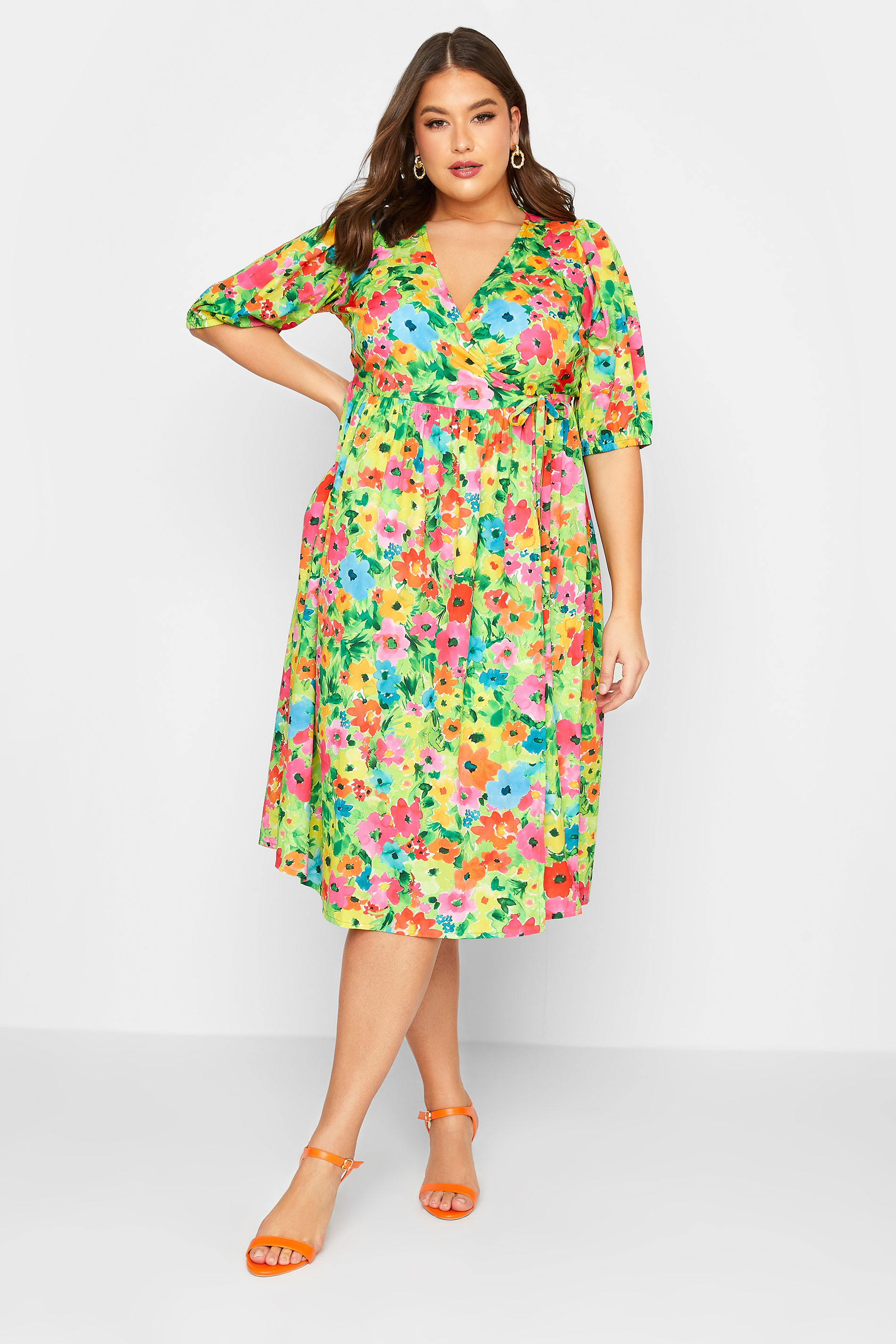 LIMITED COLLECTION Plus Size Curve Green Floral Midaxi Dress | Yours Clothing 2