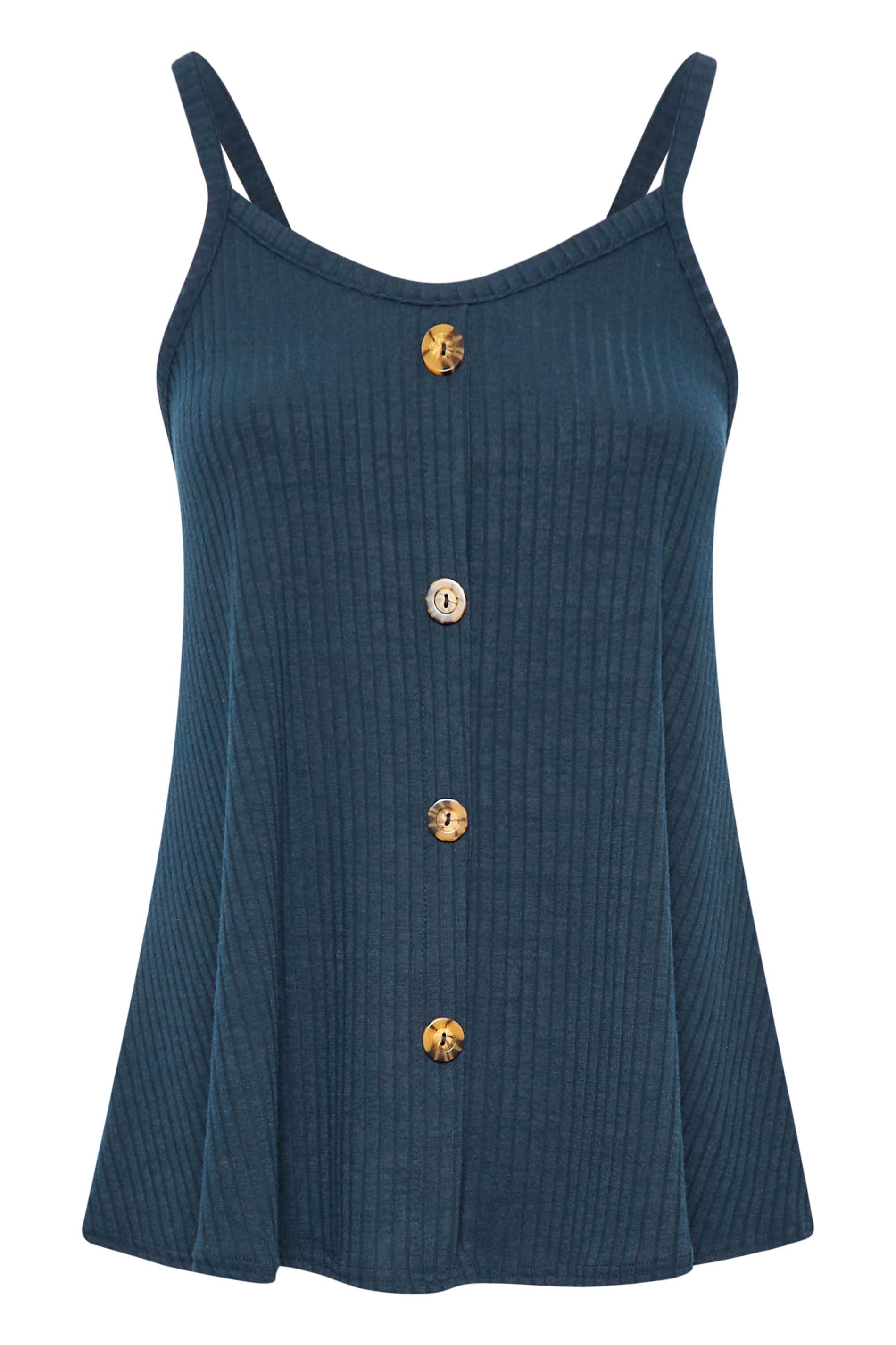 LTS Tall Navy Blue Button Through Cami Vest Top | Long Tall Sally