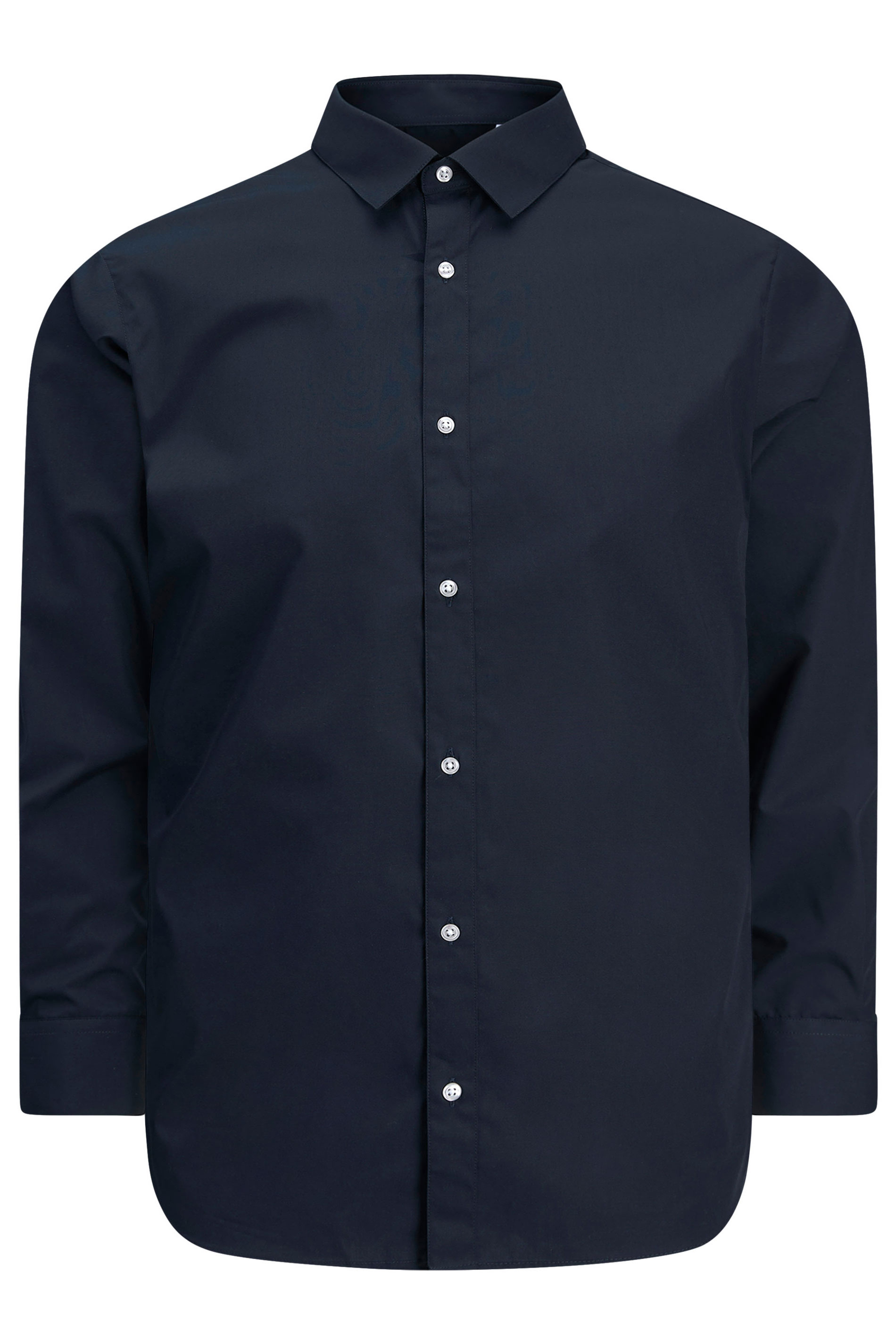 JACK & JONES Big & Tall Navy Blue Long Sleeve Shirt | BadRhino 2